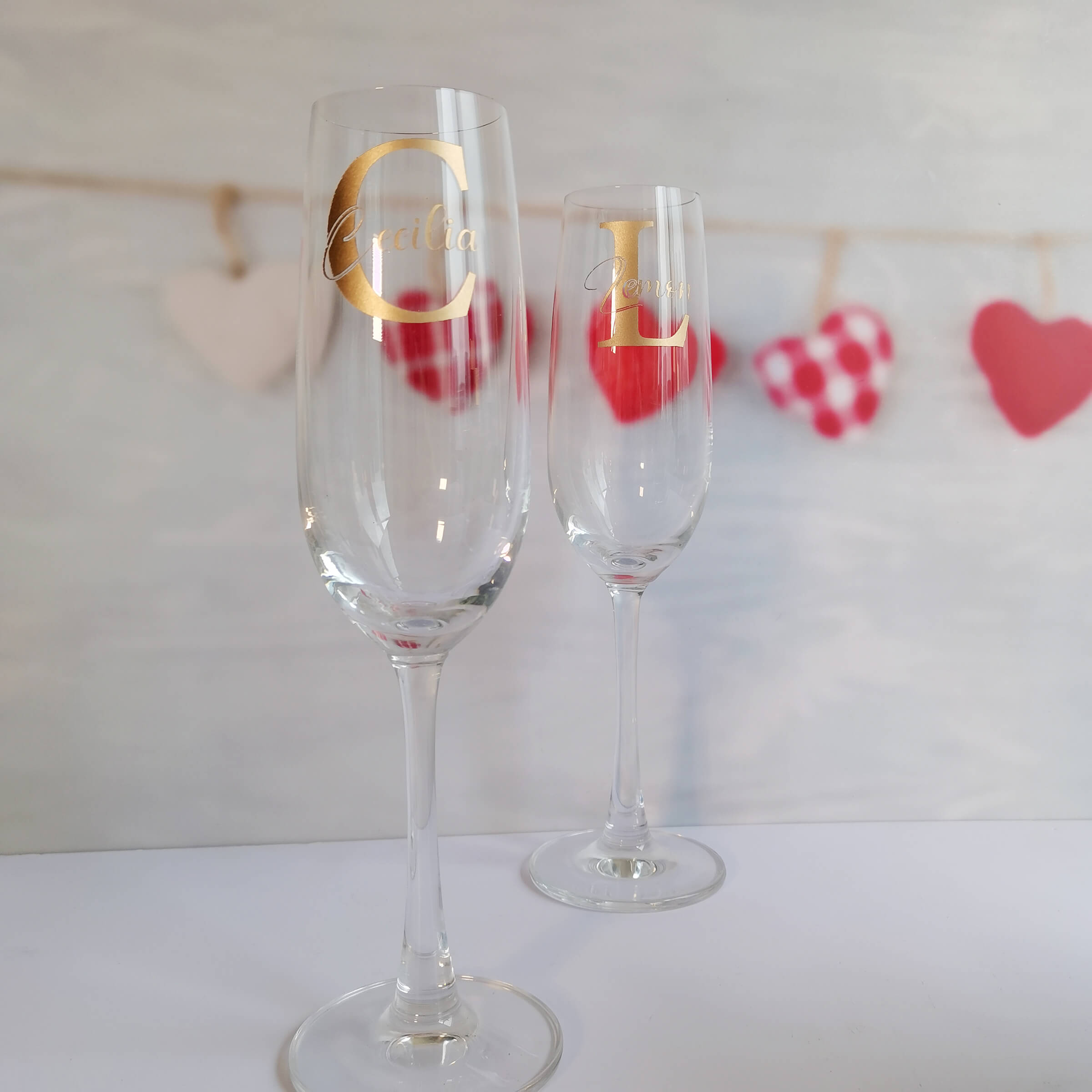 Text Art 定製情侶名字香檳對杯(雕刻) - Design Your Own Wine