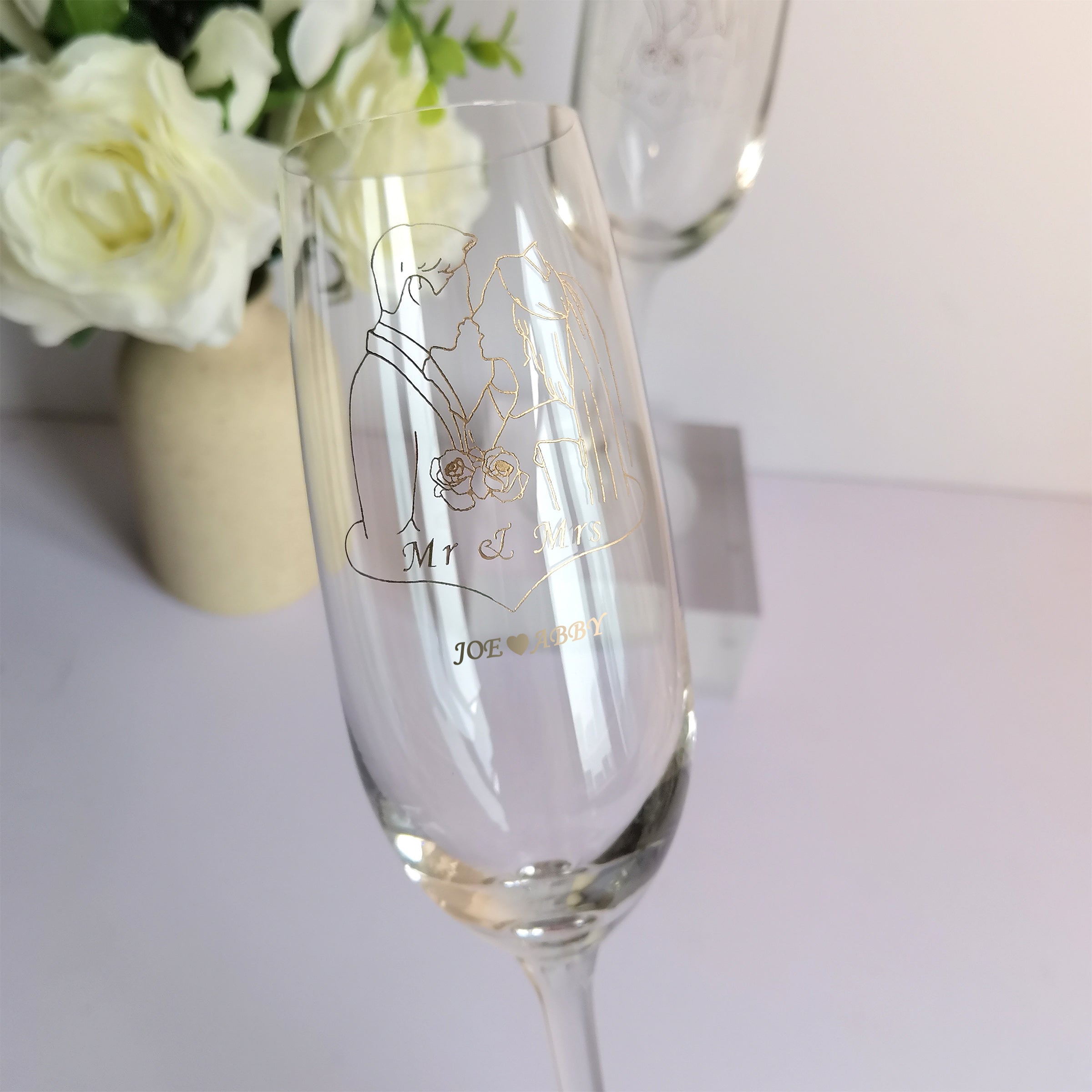 Text Art|定制wedding香檳對杯(雕刻) - Design Your Own Wine