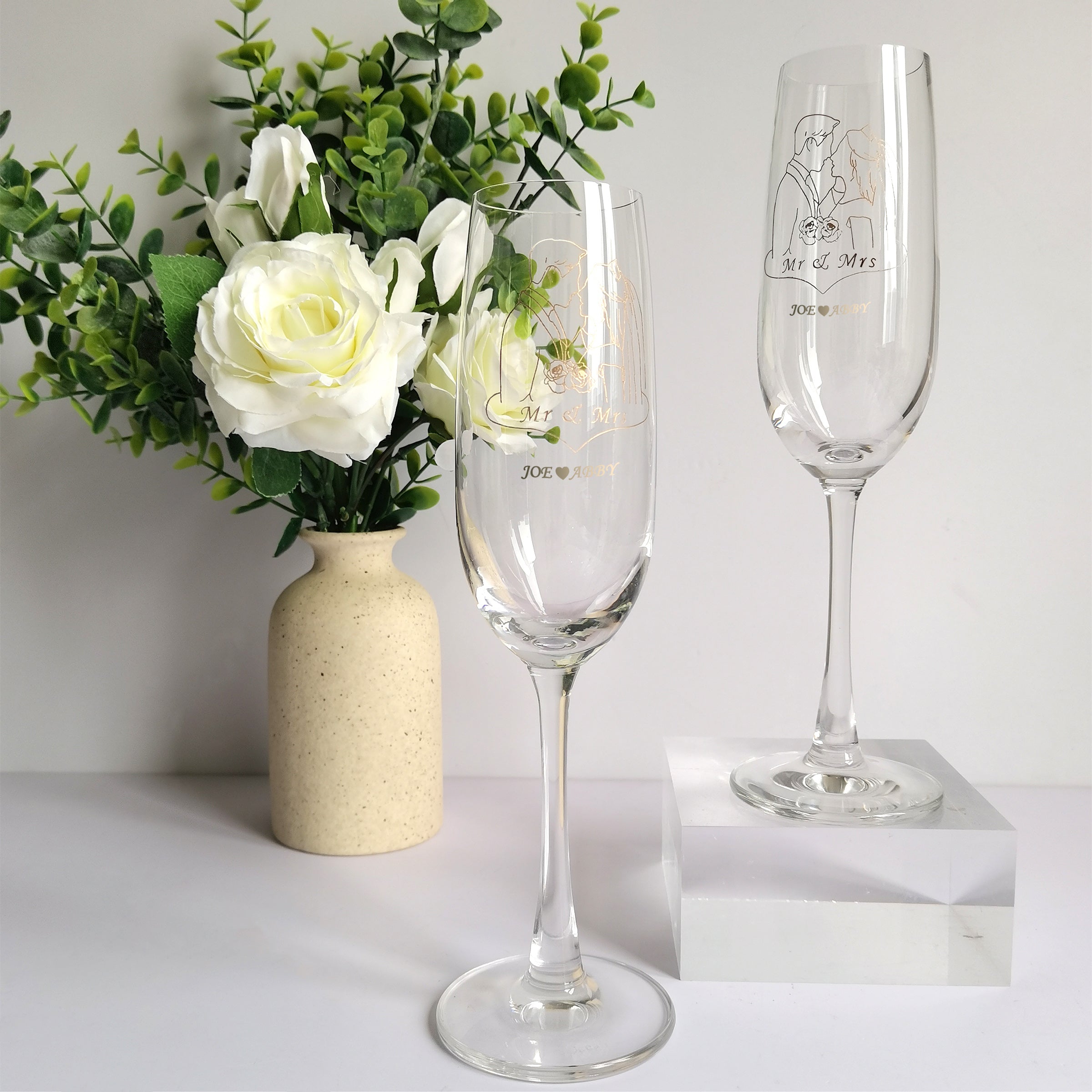 Text Art|定制wedding香檳對杯(雕刻) - Design Your Own Wine