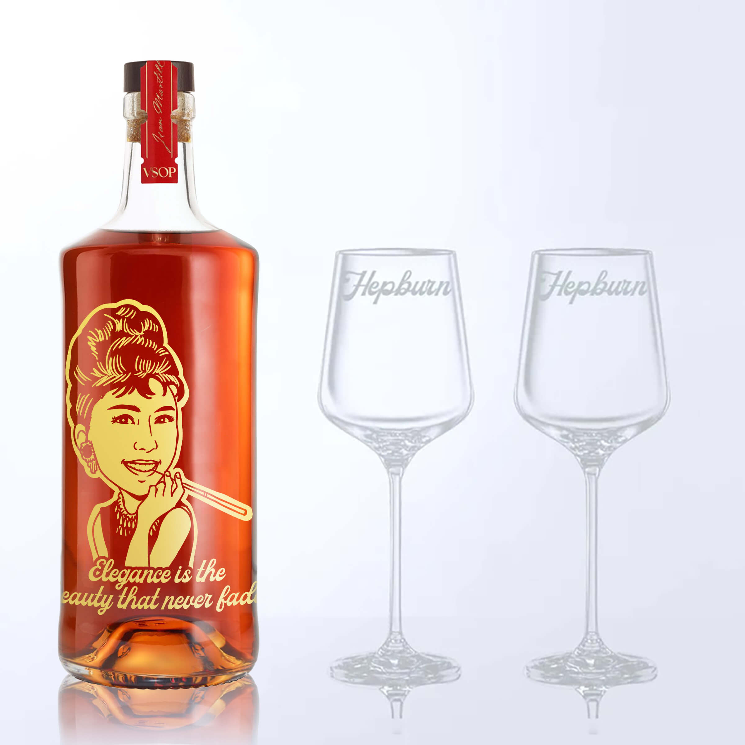 Martell VSOP & Bottega Crystal Glasses Gift Set with Engraving |馬爹利VSOP &Bottega水晶洋酒杯套裝(含文字人像雕刻) - Design Your Own Wine