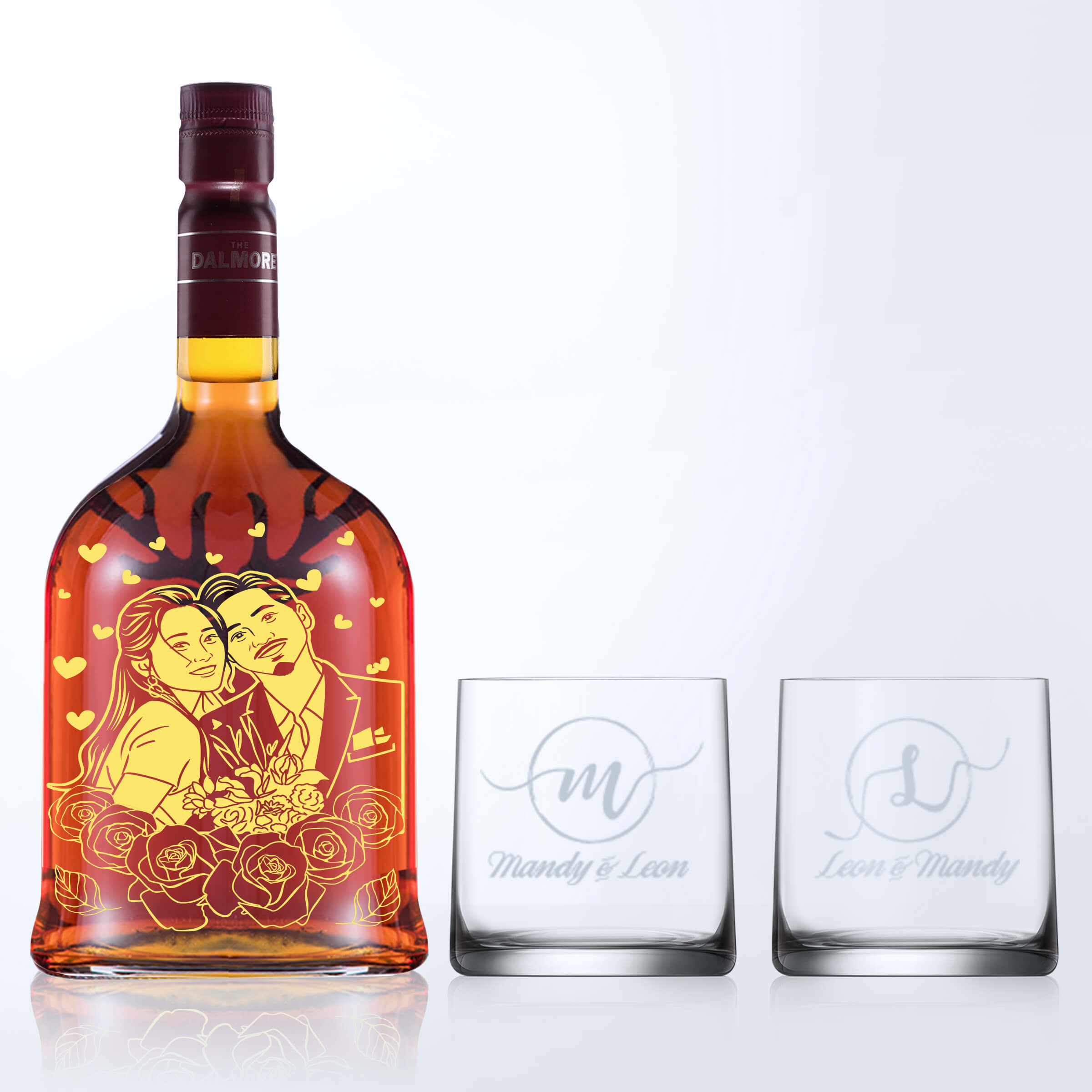 Dalmore12 & Bottega Whisky Glasses Gift Set with Engraving |12年大摩單一純麥威士忌&Bottega威士忌杯套裝(含文字人像雕刻) - Design Your Own Wine