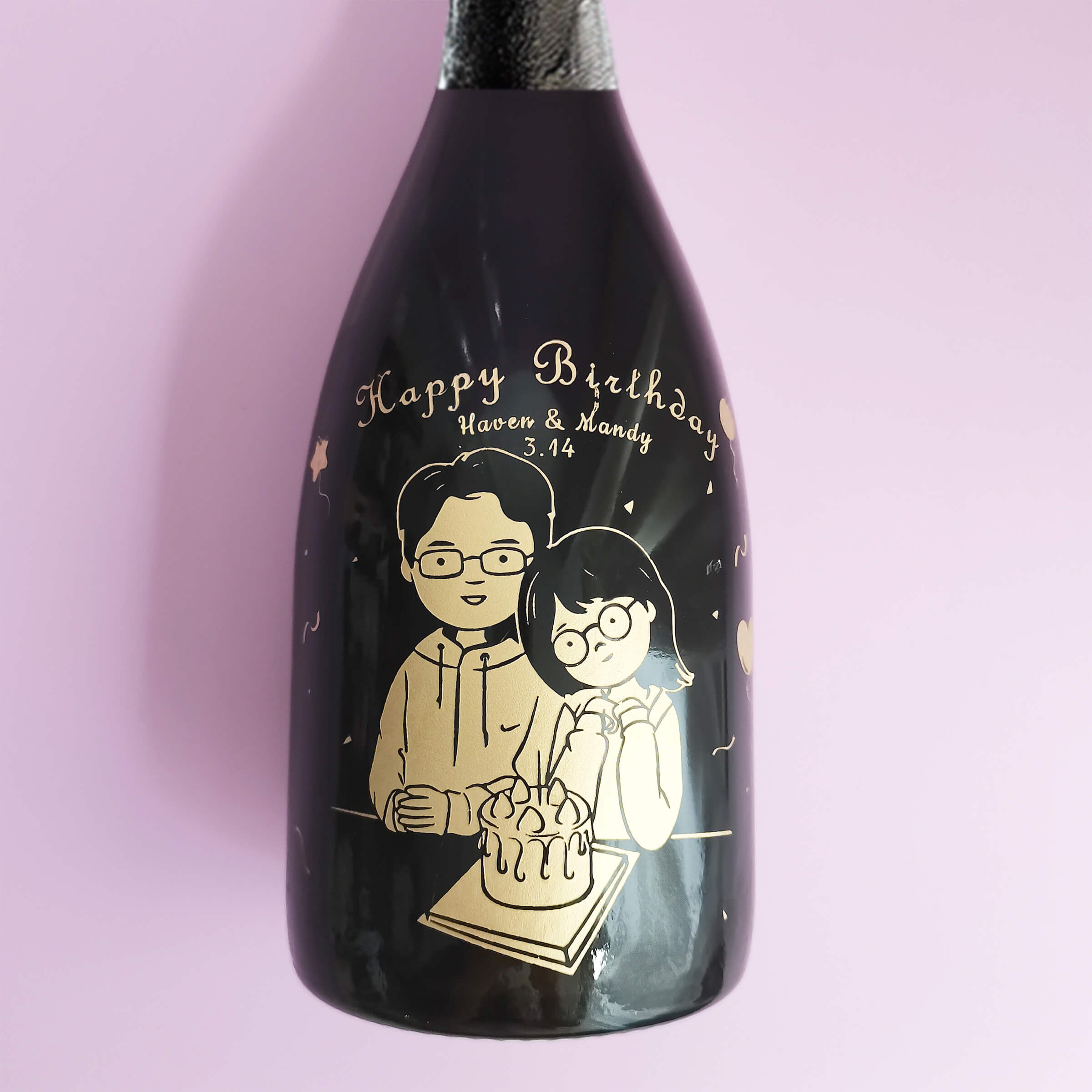 Dom Pérignon Vintage 2012|定制情侶生日禮物可愛Q版手繪風香檳套裝(雕刻) - Design Your Own Wine
