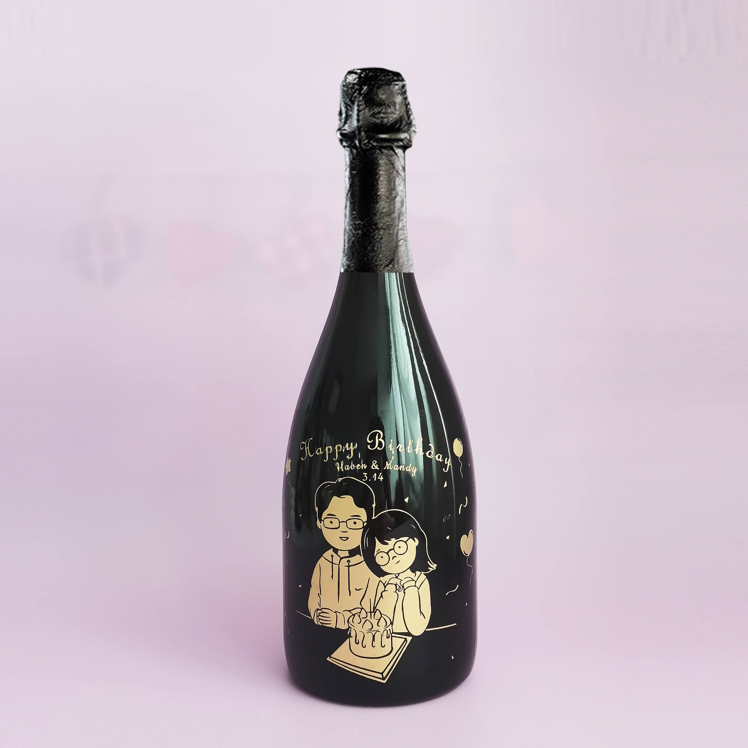 Dom Pérignon Vintage 2012|定制情侶生日禮物可愛Q版手繪風香檳套裝(雕刻) - Design Your Own Wine