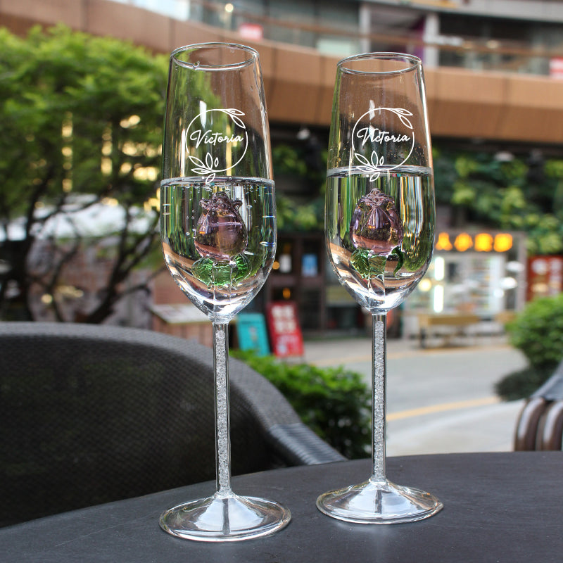 水晶玫瑰香檳杯禮盒| Crystal Rose Glasses Gift Set - Design Your Own Wine