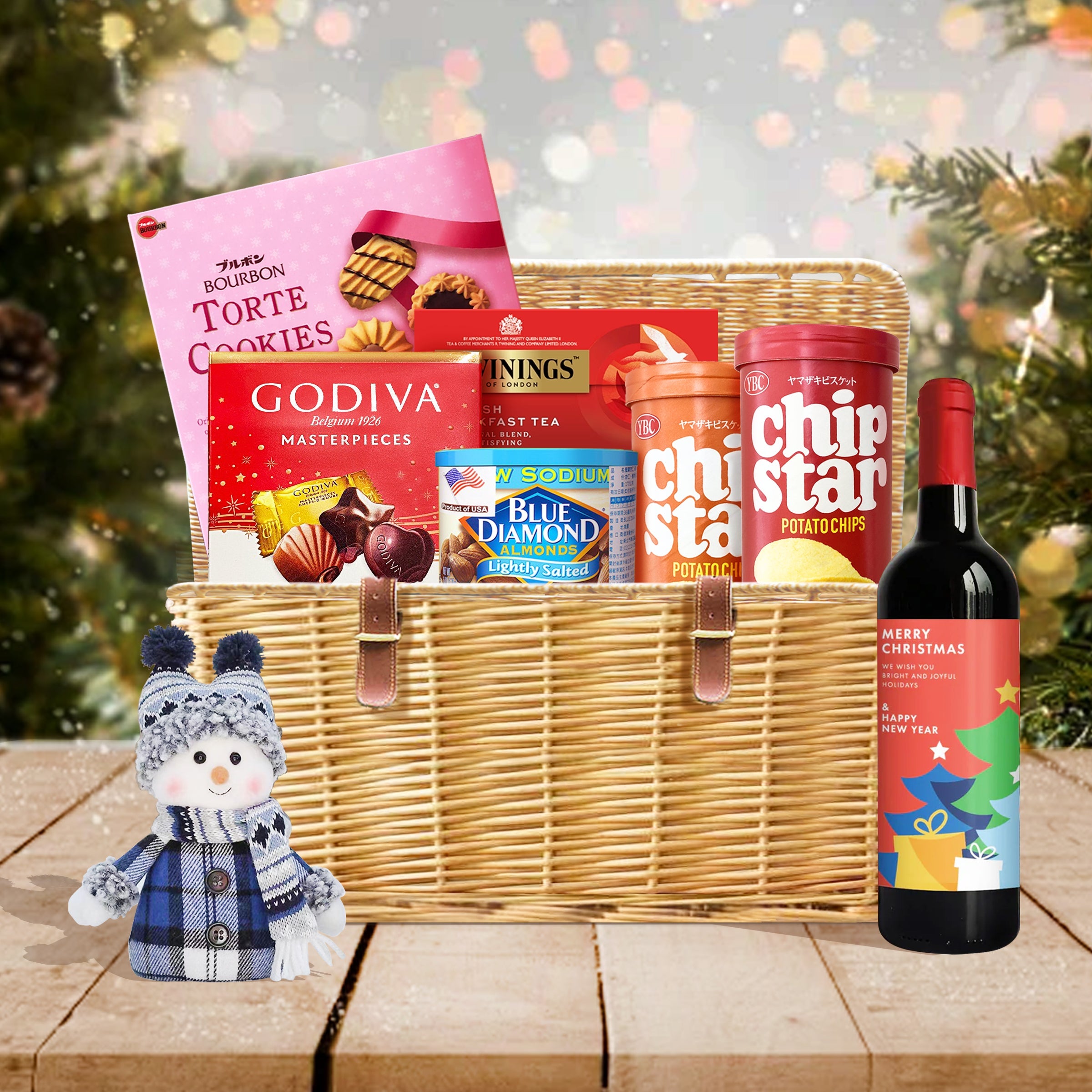 【Christmas Wine & Food Hamper】 Red Wine  Food Hamper | Christmas Gift | Personalized Gift | Custom Gift | Business & Corporate Gift