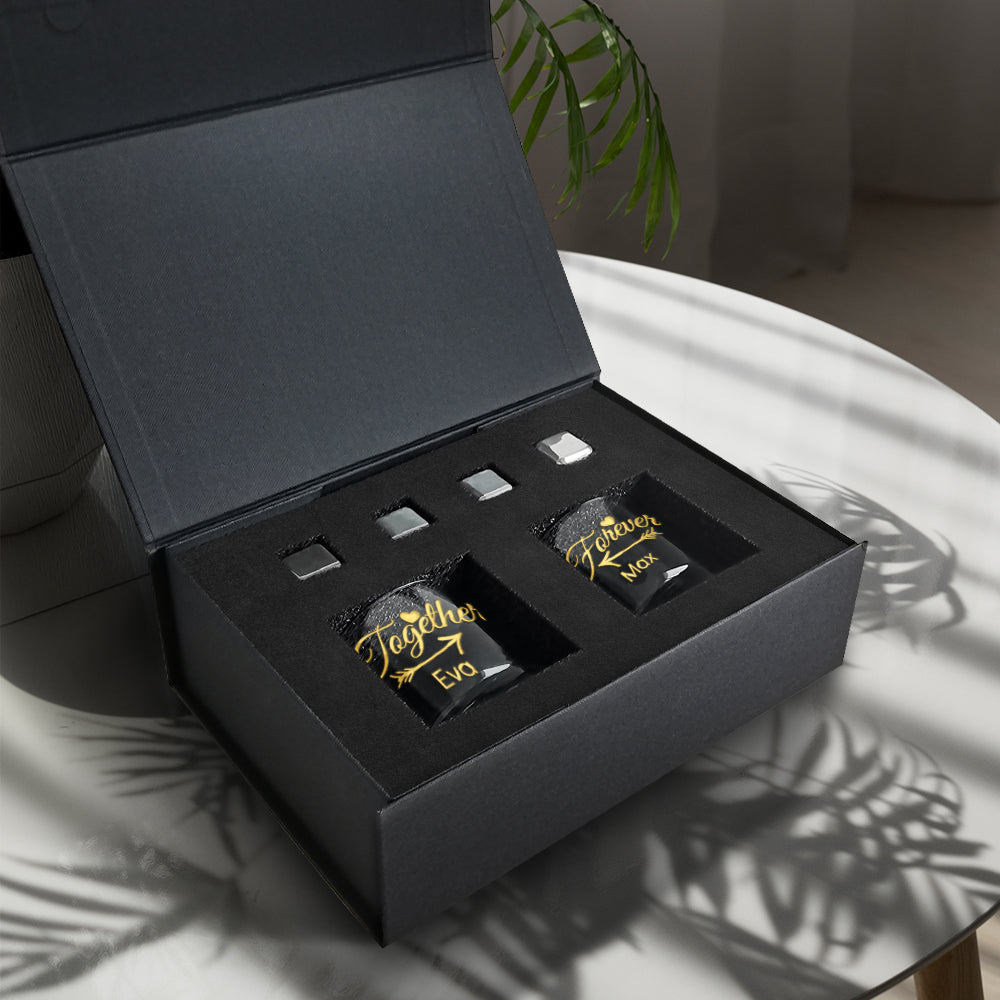 Ice wine stone gift box丨Customized gift box Engraved wine glass The preferred gift box with engraving (text engraving)