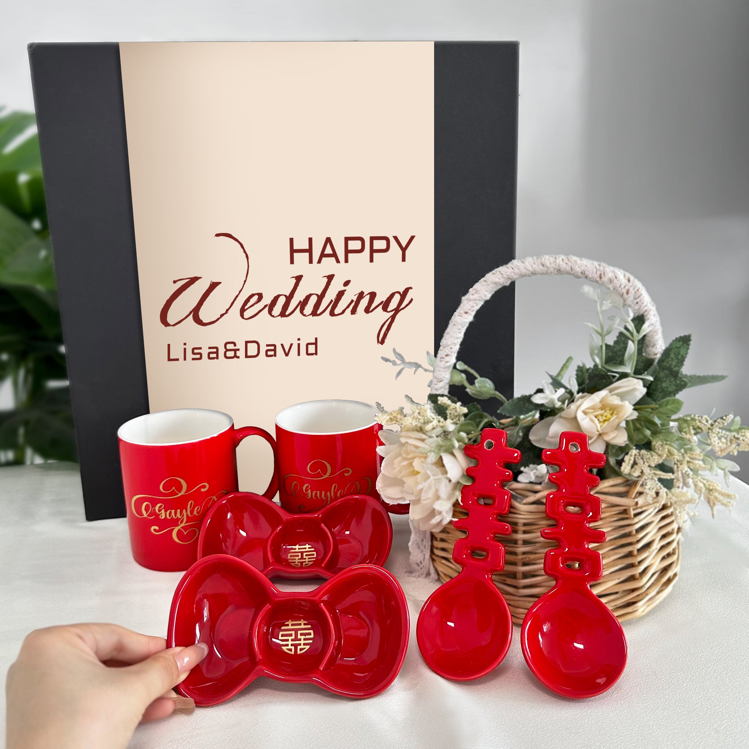 Wedding gift | Wedding gift box (customized) mug text engraving gift, congratulatory gift, festive newlywed gift, high-end niche blessing gift box for best friends