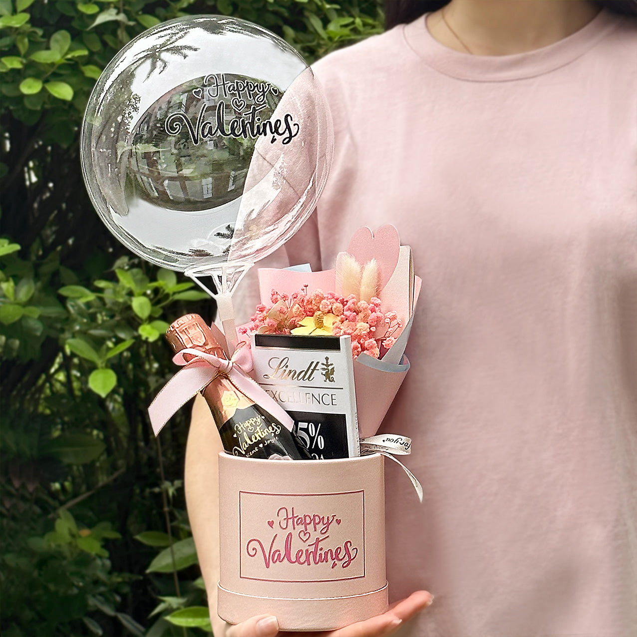 Mini Bottega Customized text and name, engraved gift basket, customized wedding anniversary couple, niche pink gift for girlfriend Valentine Set-Pink-DY01-373