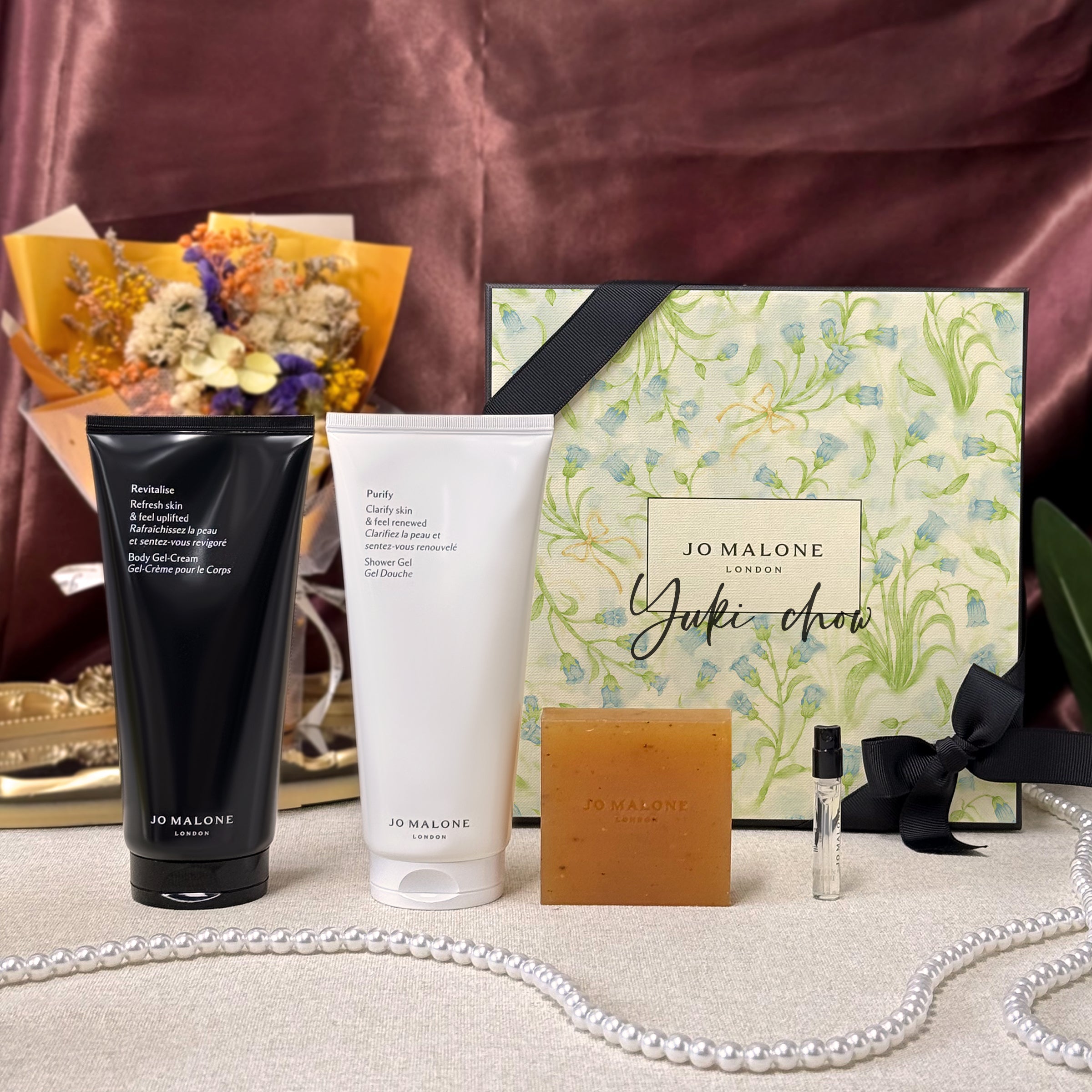 Jo Malone Body Revitalise Set - Fresh Collection | Custom Revitalising Care Gift Box (Body Scrub, Cream & Cologne Samples) - Birthday Gift  Birthday Gifts forMen