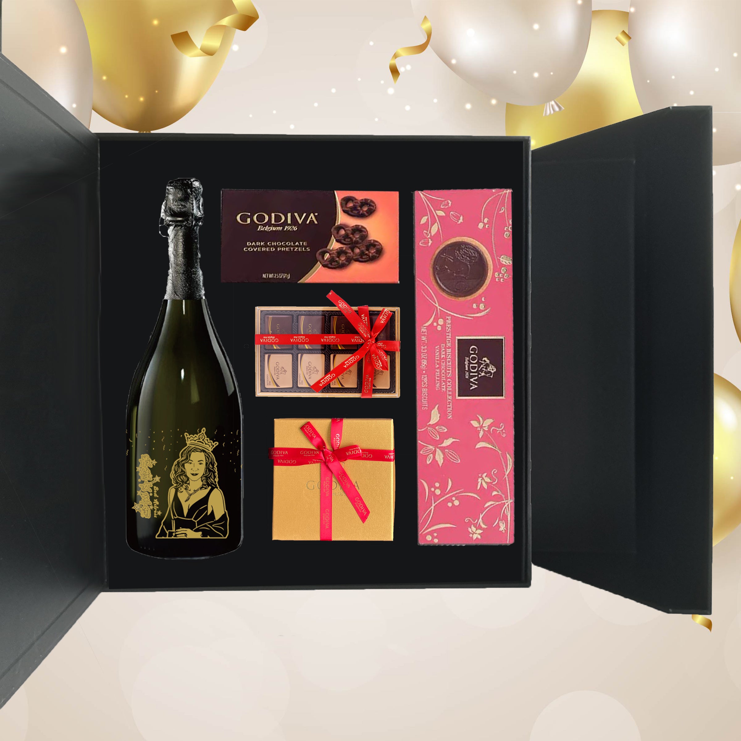 Retirement gift box | Customized retirement gift set (engraved gift) Dom 2013 & Godiva gift box set for boss or friend
