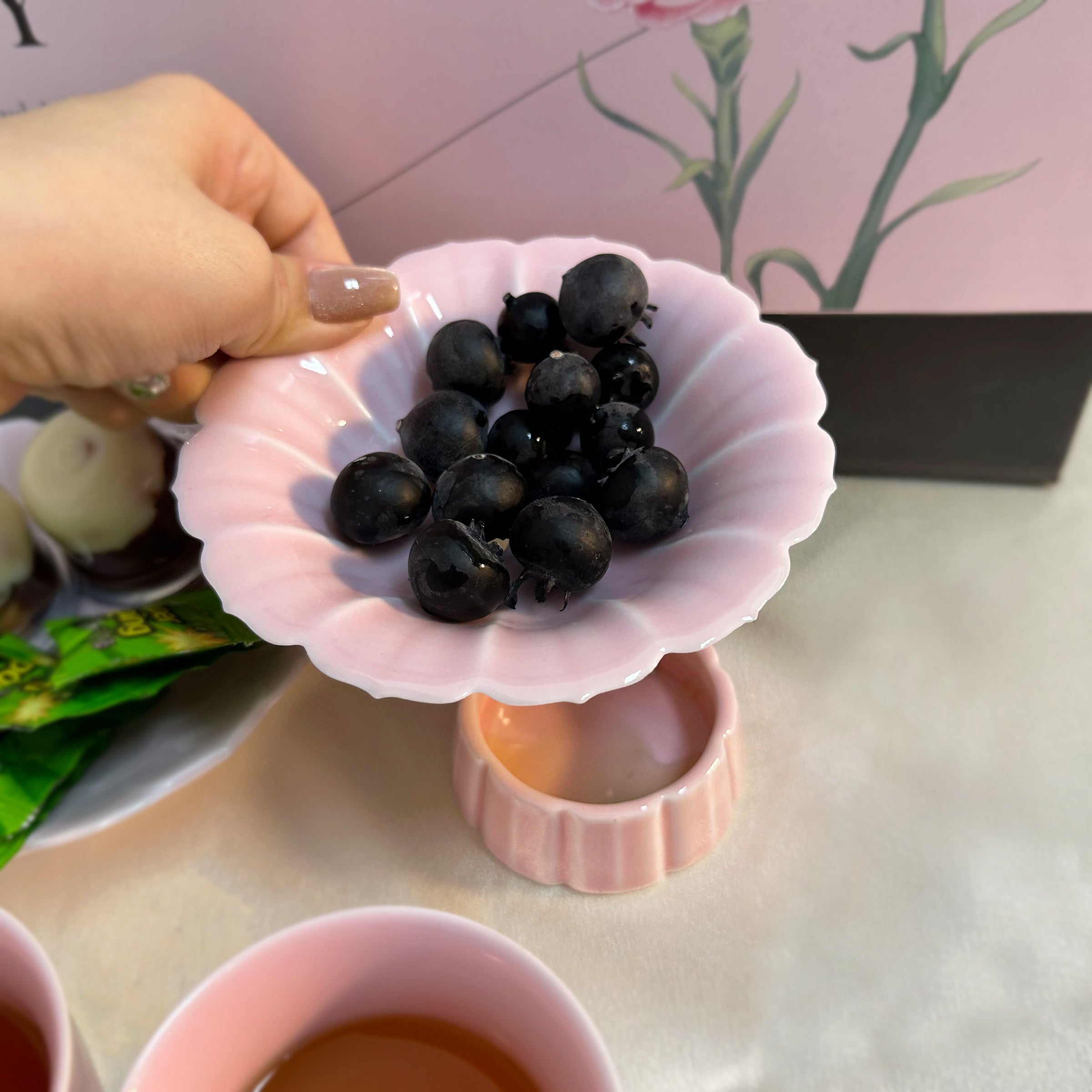 Mother's Day Gift丨Pink Tea Set Drainage Plate Fruit Plate Gift Box Practical Home Gift Box Girly Fresh Gift for Mom and Wife