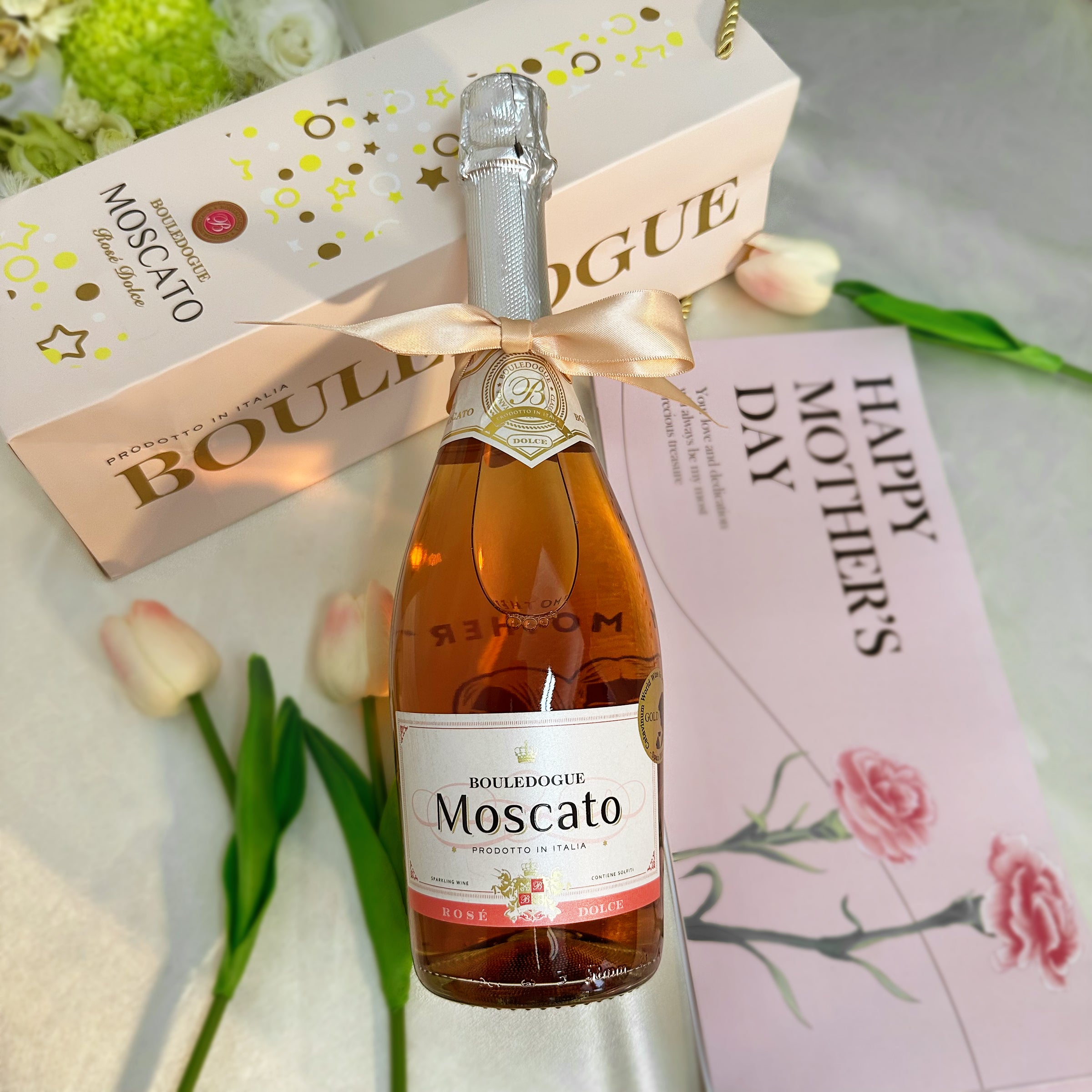 Mother's Day Gift丨 Pink Sparkling Wine Customized Engraved Portrait Pink Gift Box Romantic Girl Gives to Wife and Mom