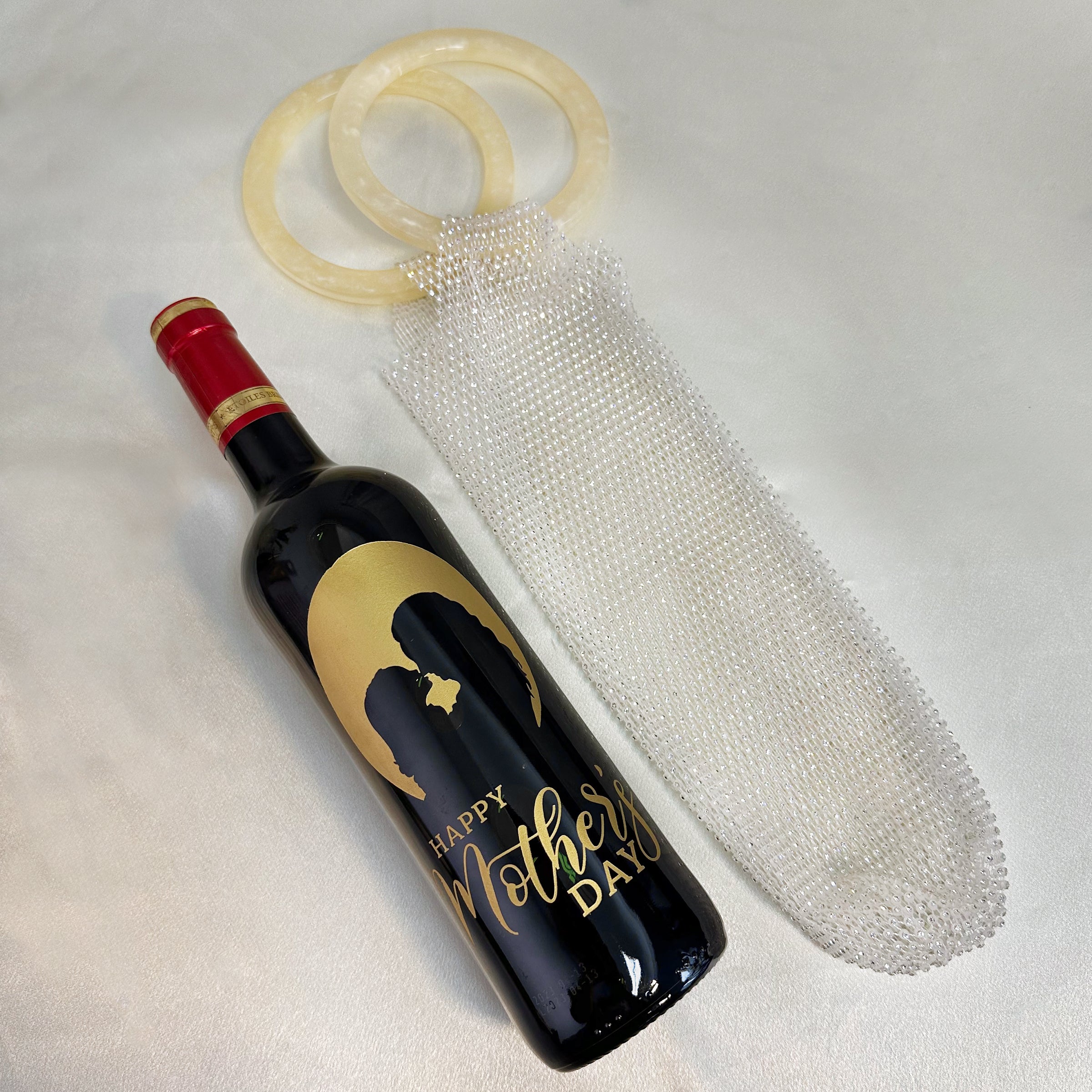 Mother's Day Gift丨Red wine with sparkling red wine bag, light luxury sparkling diamond handbag, high-end elegant gift red wine set
