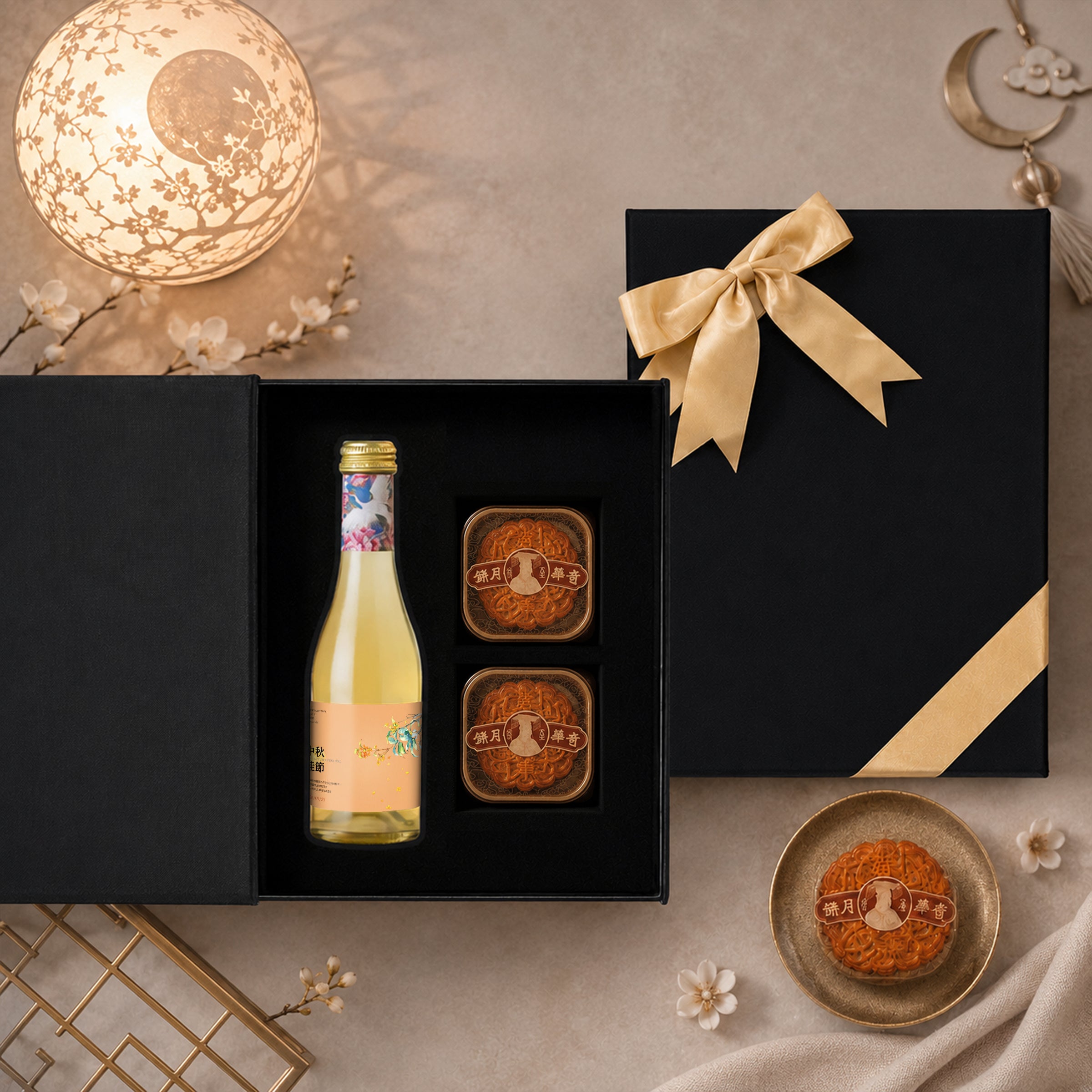 Mid-Autumn Festival Red Wine Surprise Gift Box – A curated hamper featuring snacks and personalized red wine. An ideal, thoughtful gift for clients, relatives, friends, and elders