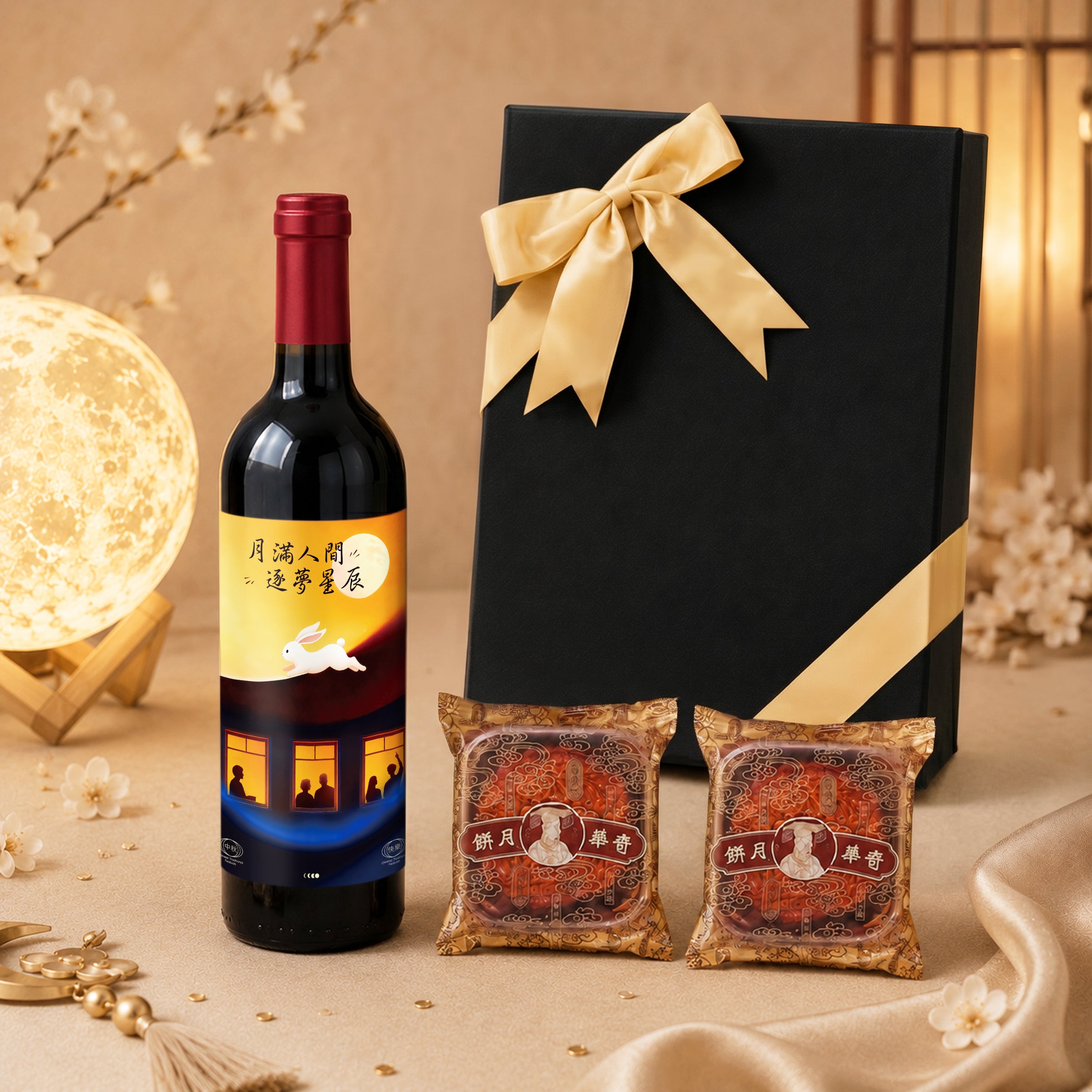 Mid-Autumn Mooncake & Red Wine Surprise Gift Box – Featuring popular mooncakes and a curated red wine hamper. An ideal, thoughtful gift for clients, relatives, friends, and elders