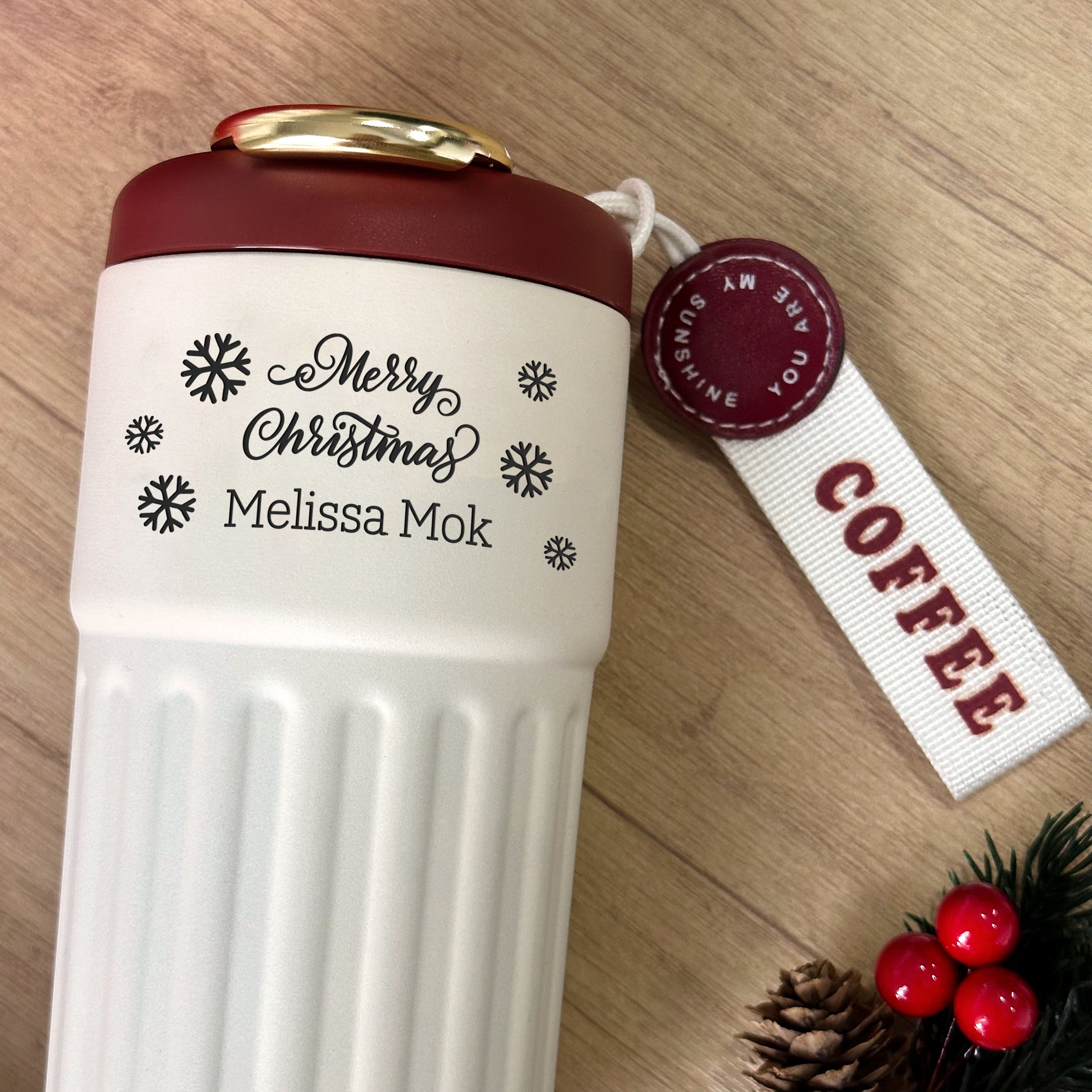 【24H Fast Shipping】Christmas Thermos Cup Set  Custom Portrait & Text Engraving DY05-55