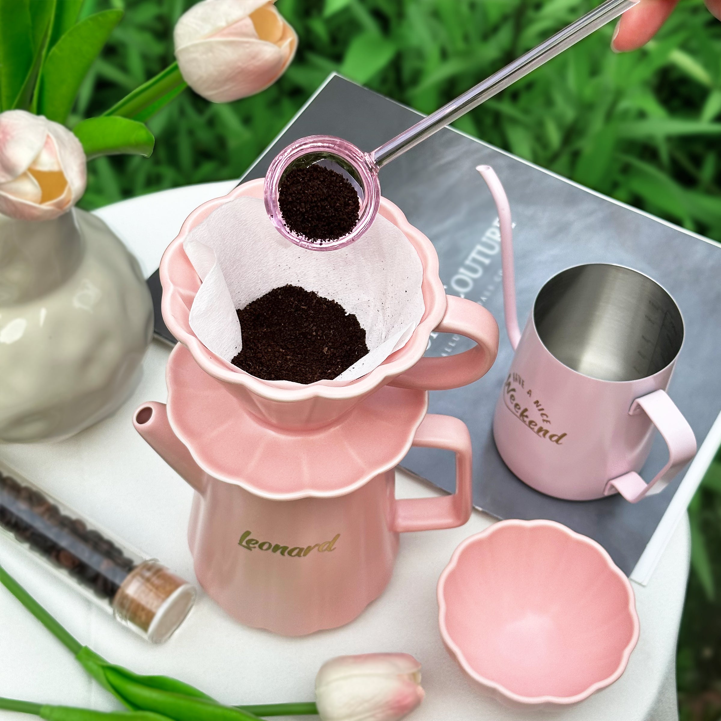 Coffee gift box | Engraved gift (customized gift) birthday coffee set pink set for girlfriend niche high-end gift DY02-70
