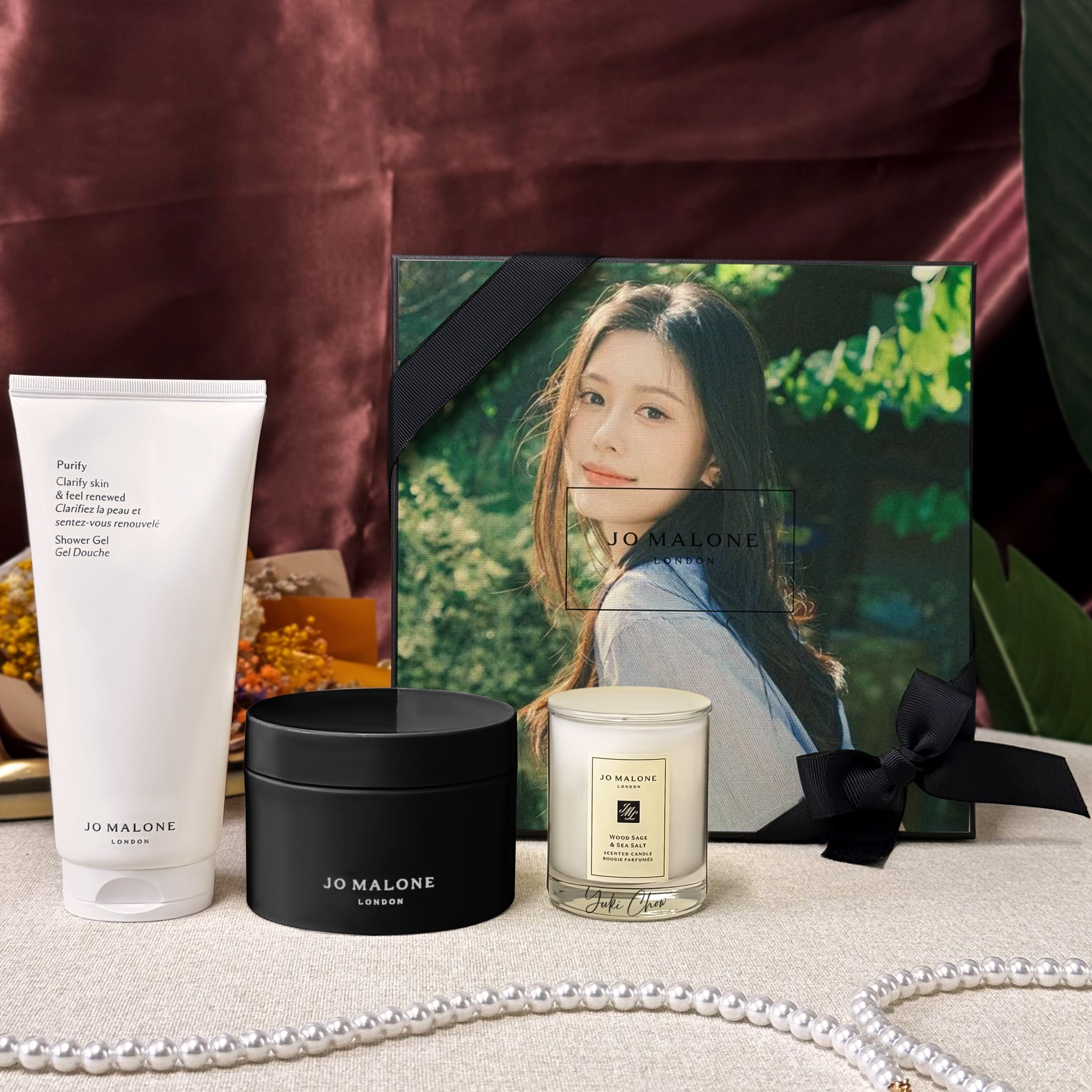 Jo Malone Body Enrich Set with Custom Box Design, Scented Candle, and Personalized Name Engraving - A Unique Gift Featuring Exclusive Custom Artwork