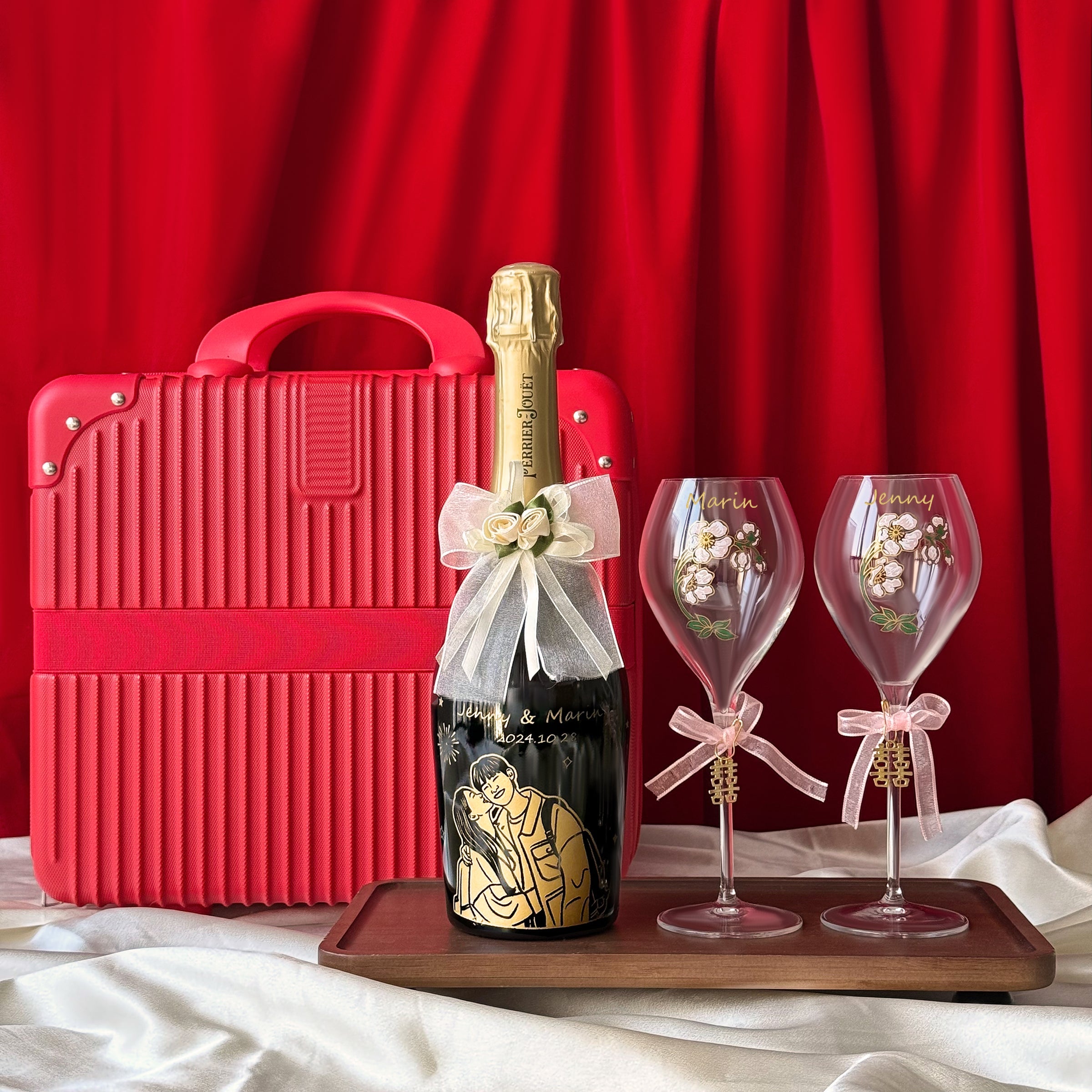 [Portrait Engraving] Perrier-Jouët Grand Brut Set – Couple Gift, Customizable Gift, Valentine’s Day Gift, Wedding Gift for Newlyweds, Anniversary Gift for the Couple, Creative Gift for Congratulations and Blessings – DY05-59