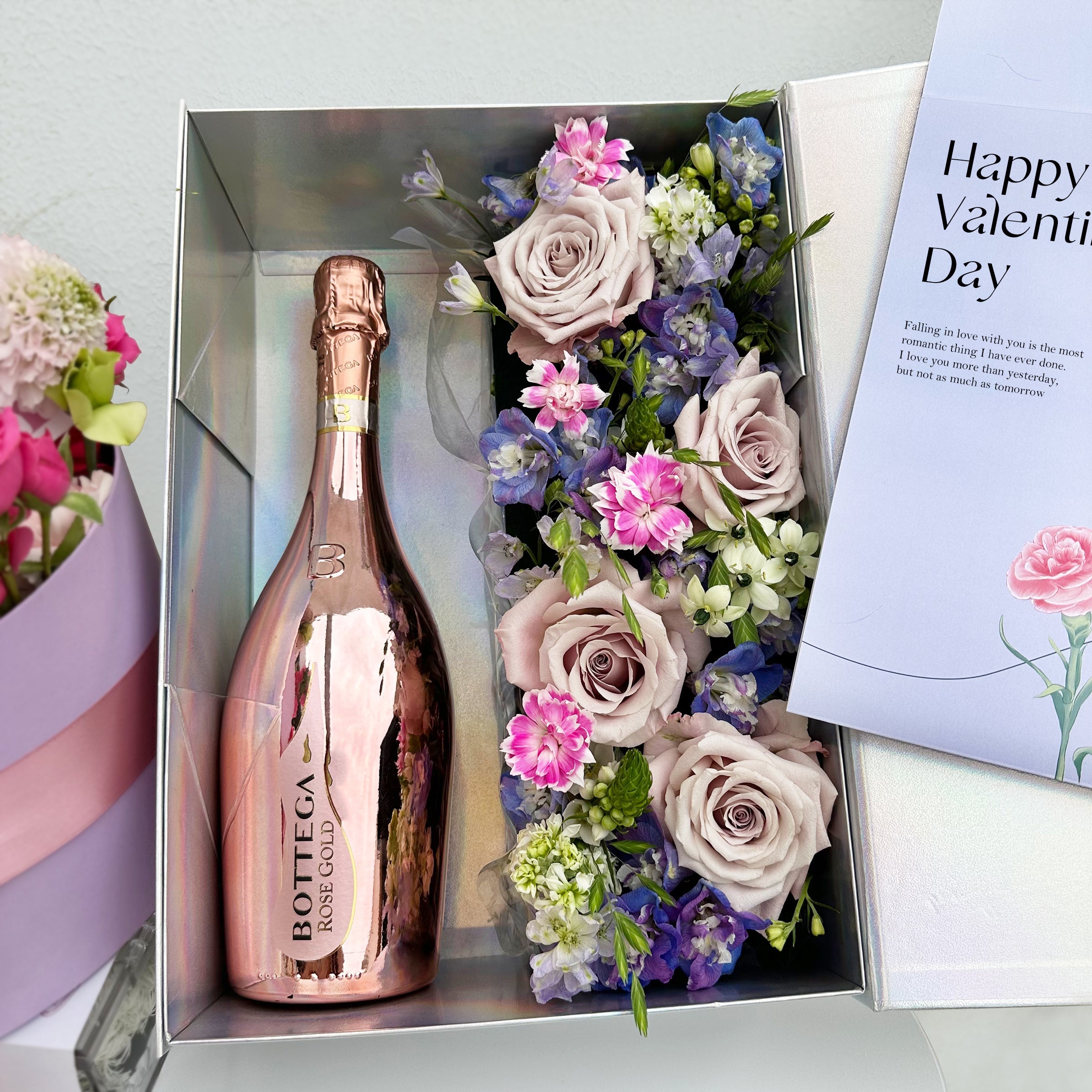 Flower Gift Box | Vibrant Packaging Sparkling Fruit Wine High-Aesthetic Customized Gift Romantic Flowers Valentine's Day Gift DY05-59