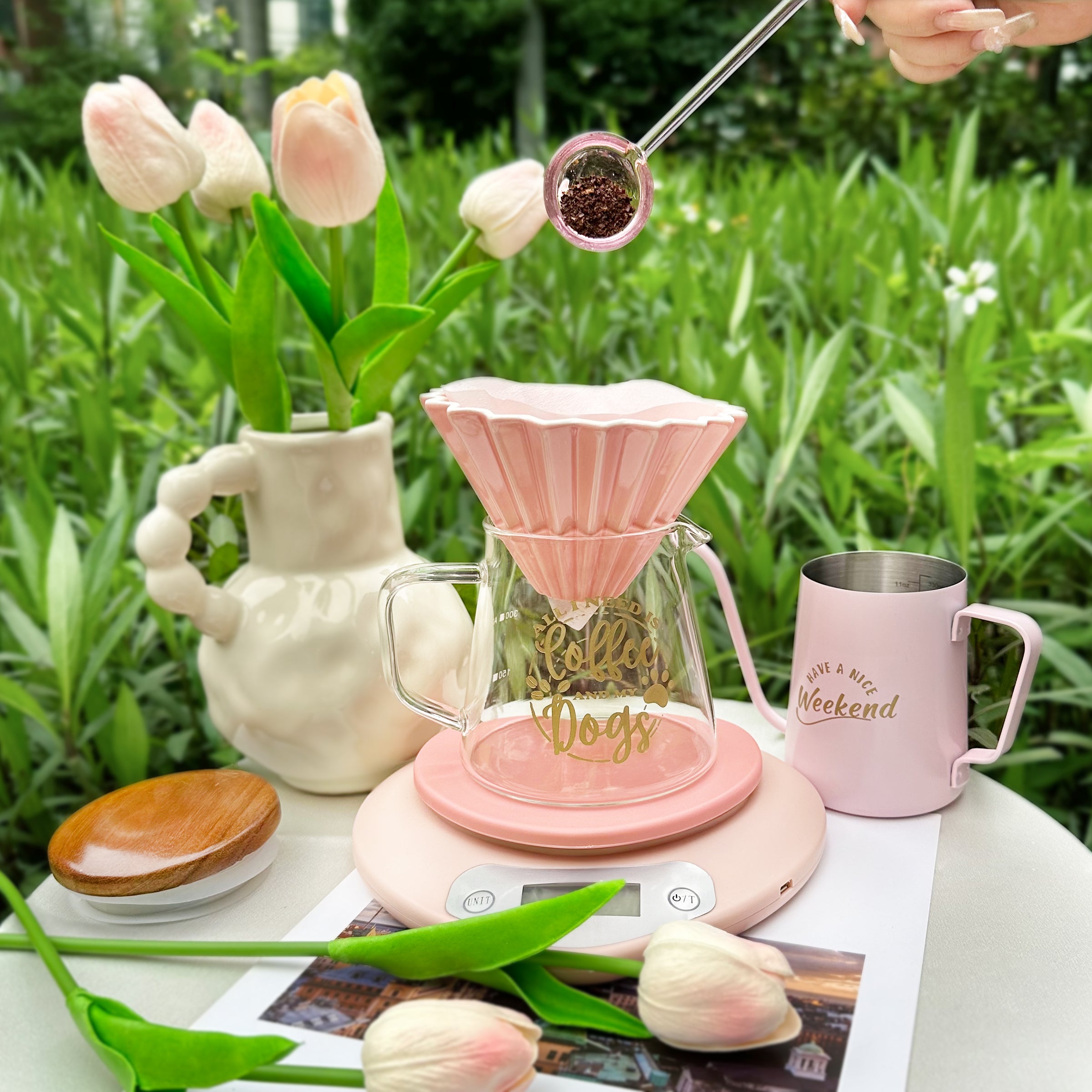 Hand brewed coffee pot gift box set | Engraved gift Birthday coffee set for girlfriend Fresh and non-contrasting commemorative gift DY02-71