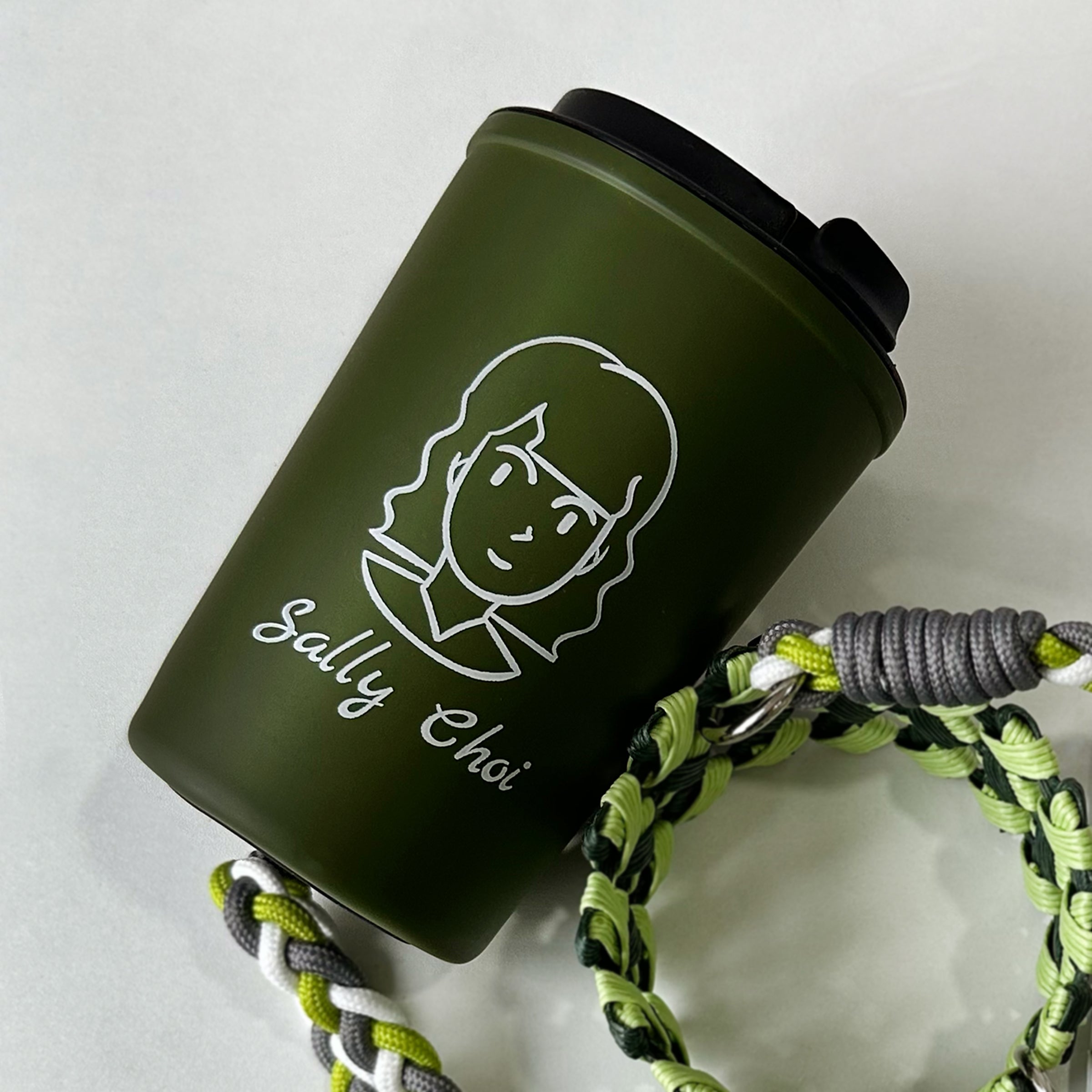 [Cartoon avatar] Green tumbler engraved couple gift (including woven cup cover) graduation birthday gift creative gift customized portable travel gift box DY01-363