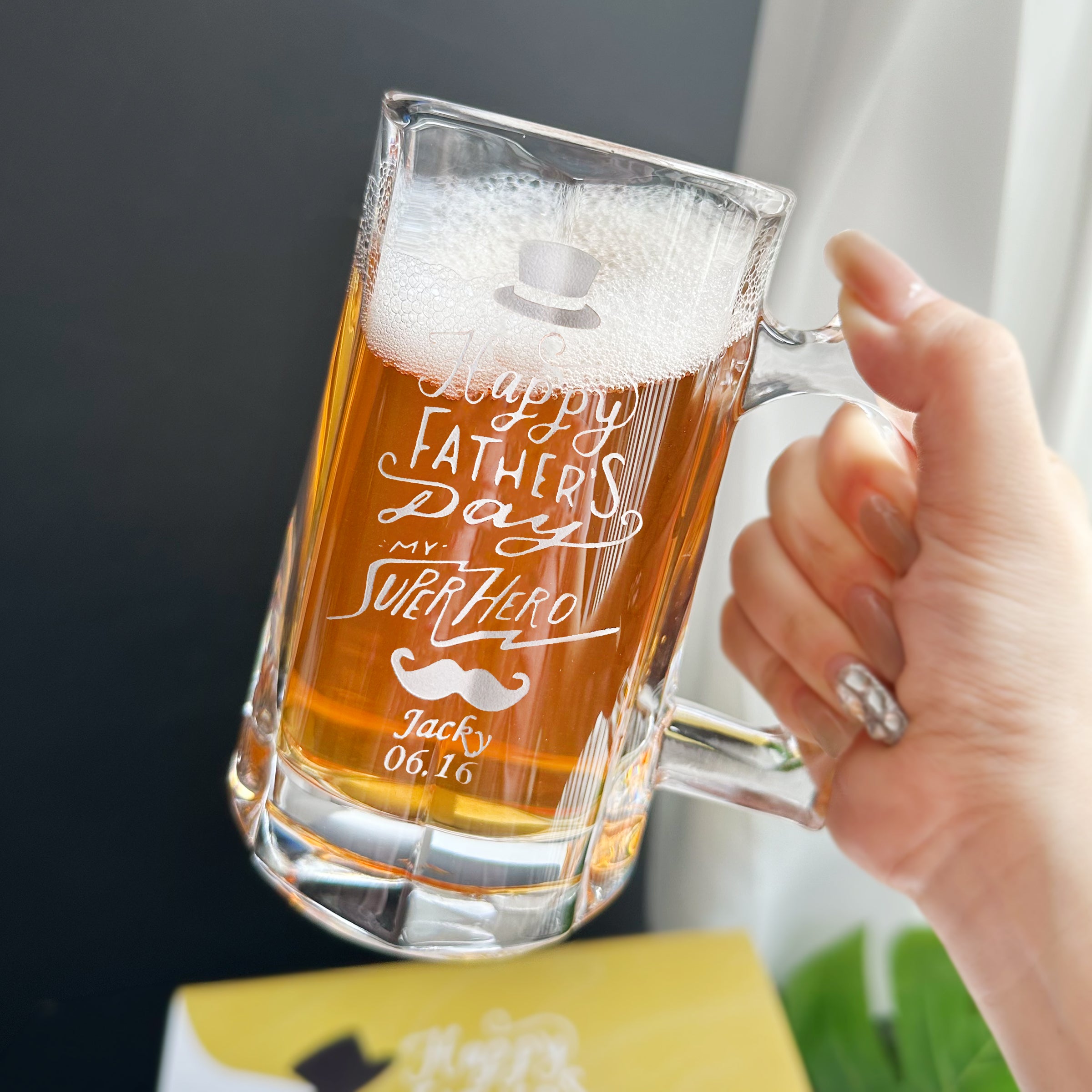 Father's Day gift box丨Beer mug, customized text engraving, creative gift, Father's Day gift for dad