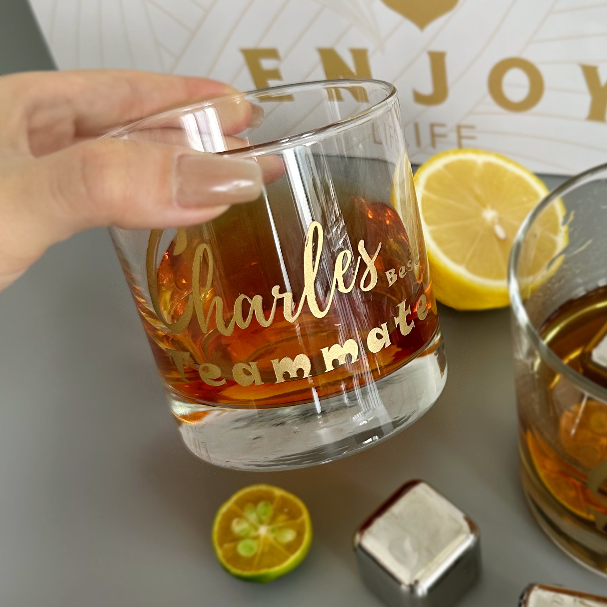 Ice wine stone gift box丨Customized whiskey glass text engraving gift box Engraved wine glass The first choice for gift giving engraving gift box (text engraving)
