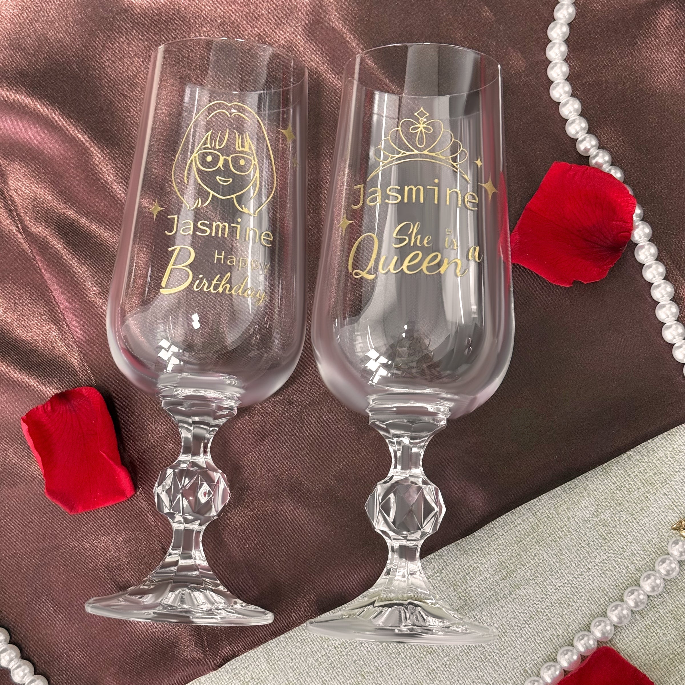 Custom Engraved Blessings & Portrait Artwork Personalized Gift for Birthdays, Celebrations & Special Occasions Engraved Wine Glass Gift Box – A Unique & Romantic Present Creative Gift for Boyfriend, Friends, or Loved OnesDY01-415