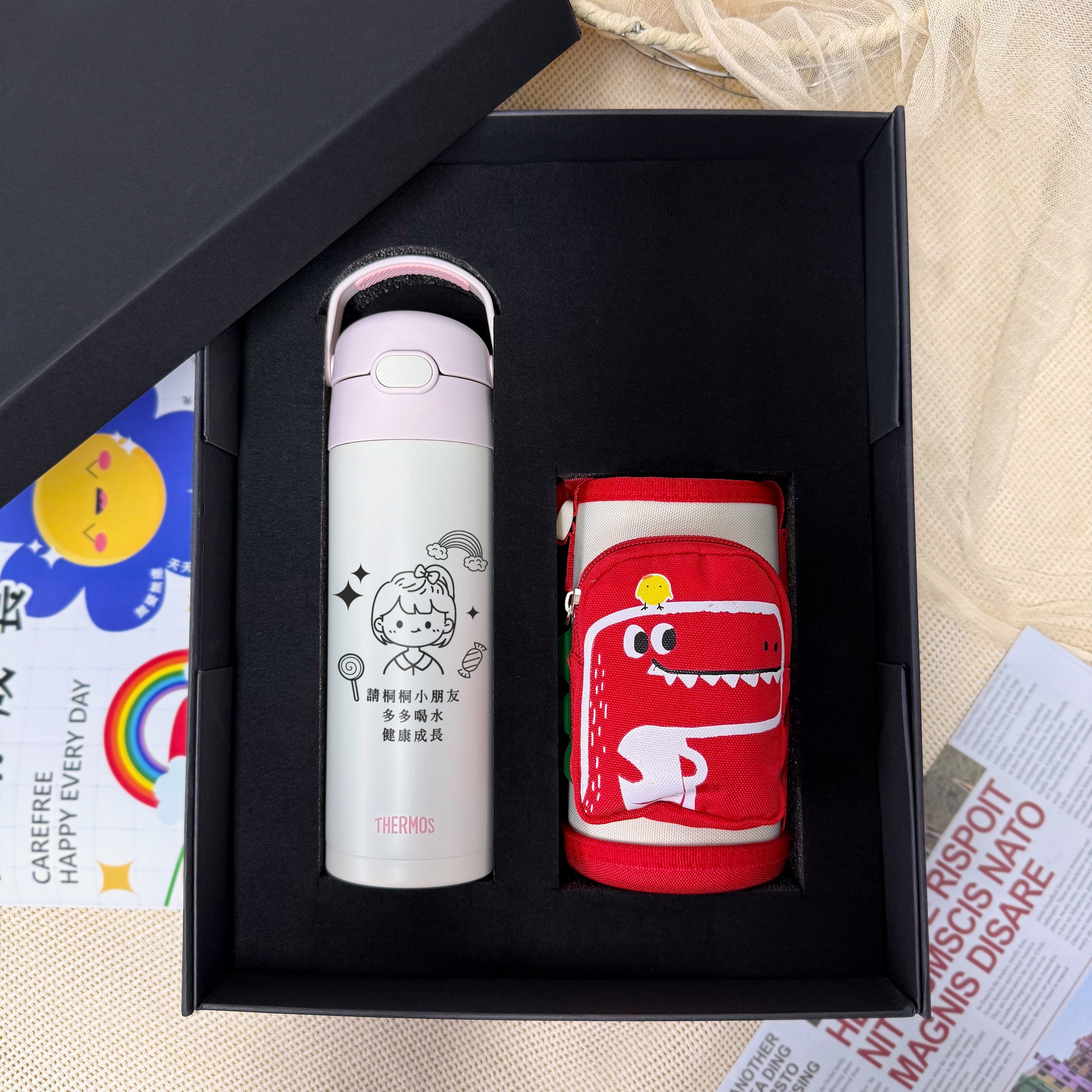 Customized Children's Day Gift丨Cartoon Portrait Engraved Thermos Cup THERMOS 500ml Straw Thermos Cup Elementary school graduation surprises DY02-105
