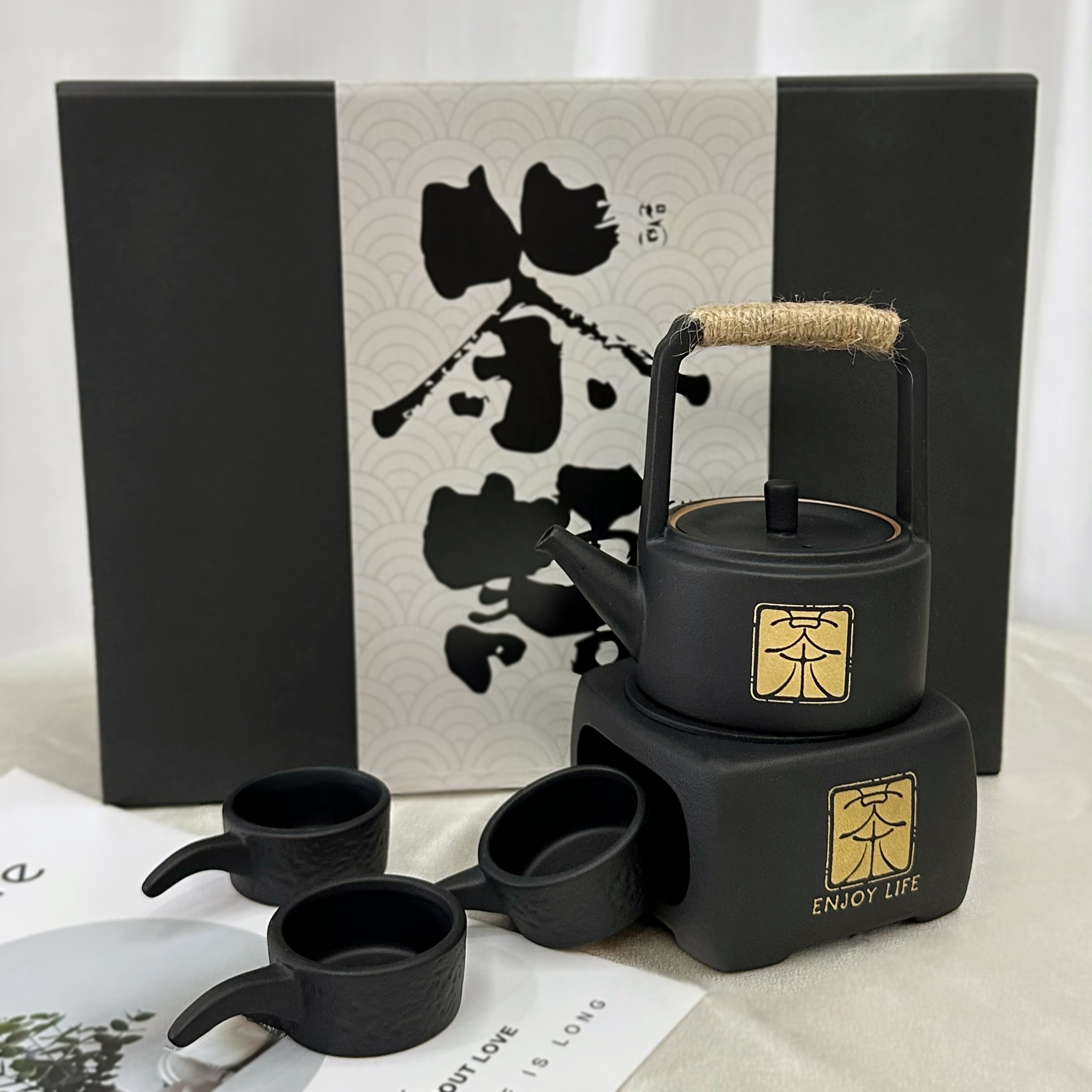 Business gifts丨Japanese style warm teapot gift box, heated base, text engraving, customized warm tea customized gift DY04-263