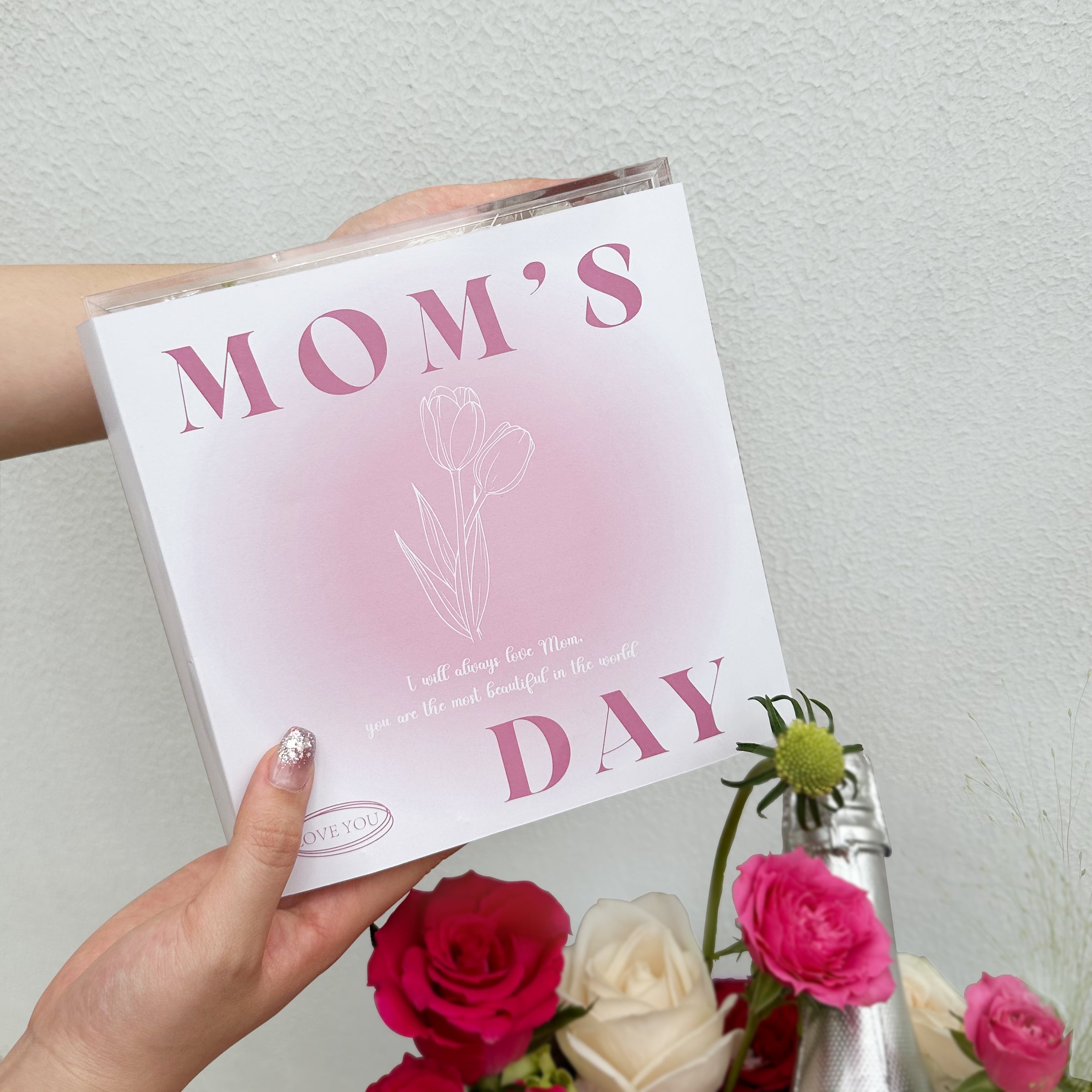 Mother's Day gift box | Acrylic flower gift box Photo frame photo custom gift Mother's Day gift Romantic flowers for mom and wife