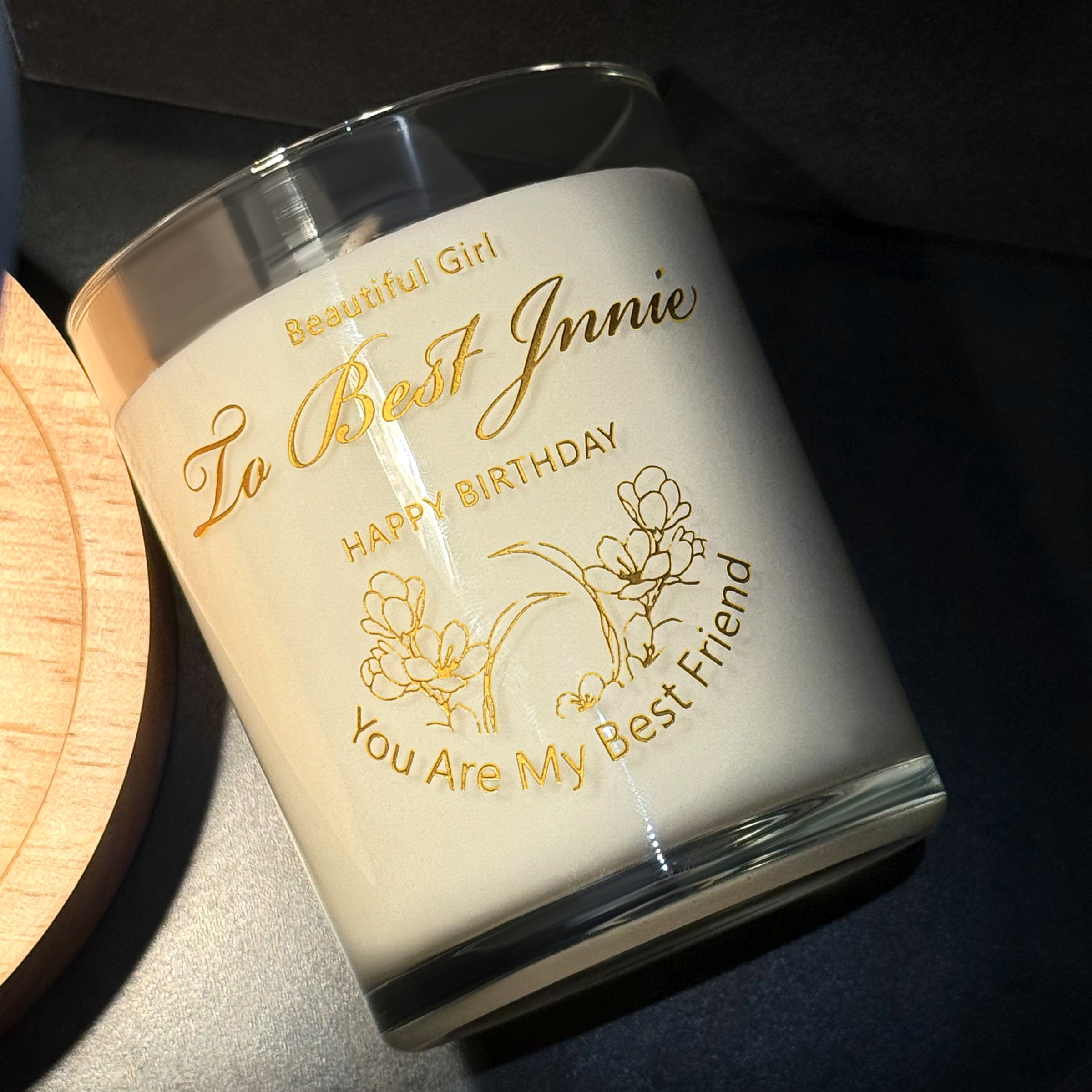 Birthday Gift Box丨Custom Scented Candle Personalized engraved blessings Wooden candle warming lamp Ideal for girlfriend/colleagues - a soothing & practical gift for mind & body DY01-416