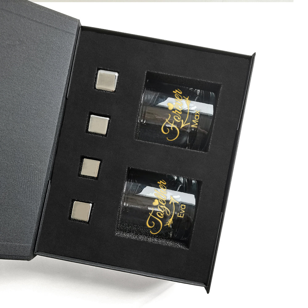 Ice wine stone gift box丨Customized gift box Engraved wine glass The preferred gift box with engraving (text engraving)