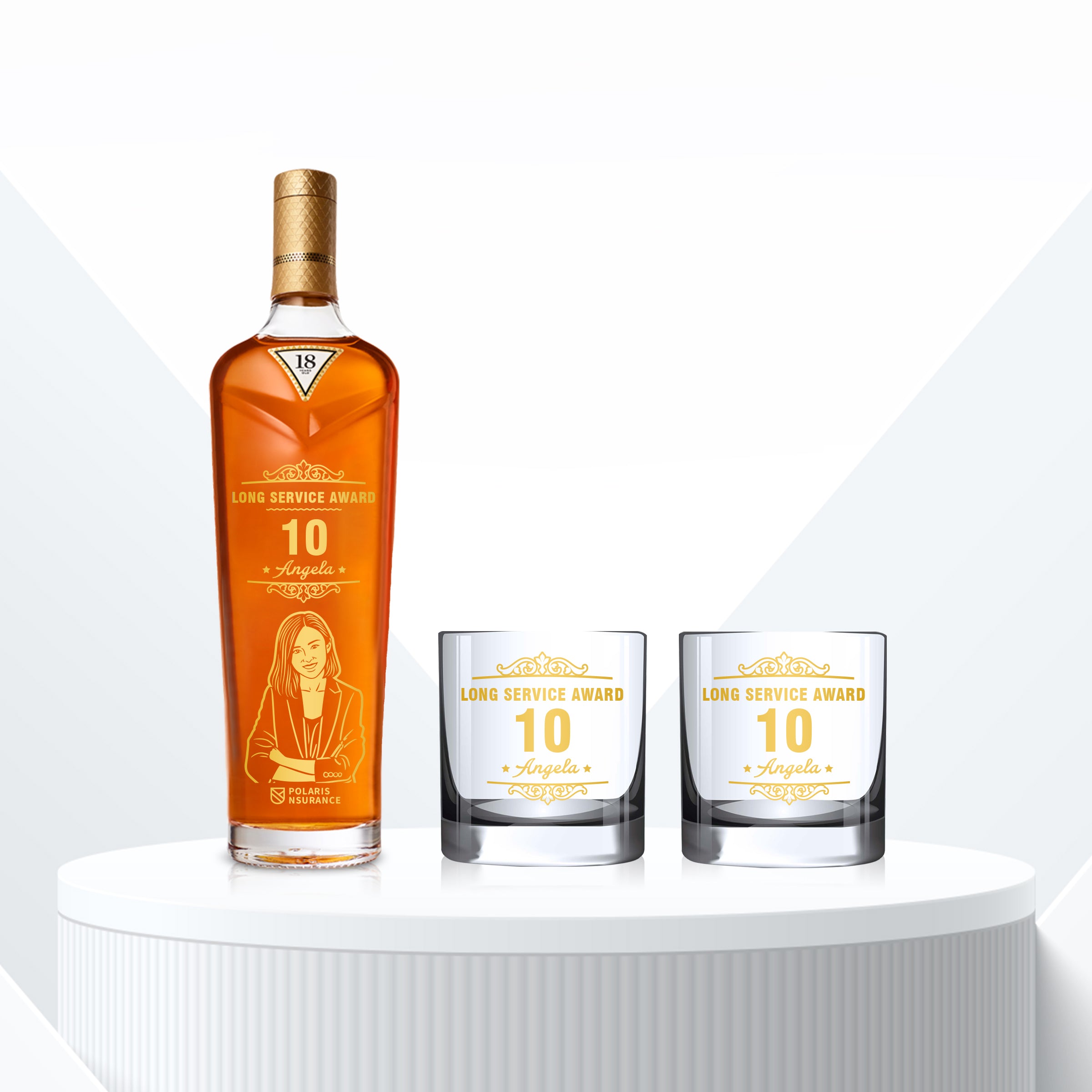 High-end corporate gifts Customized Macallan Sherry Oak 18 2021 & Bottega Whiskey Glasses Gift Set with Engraving