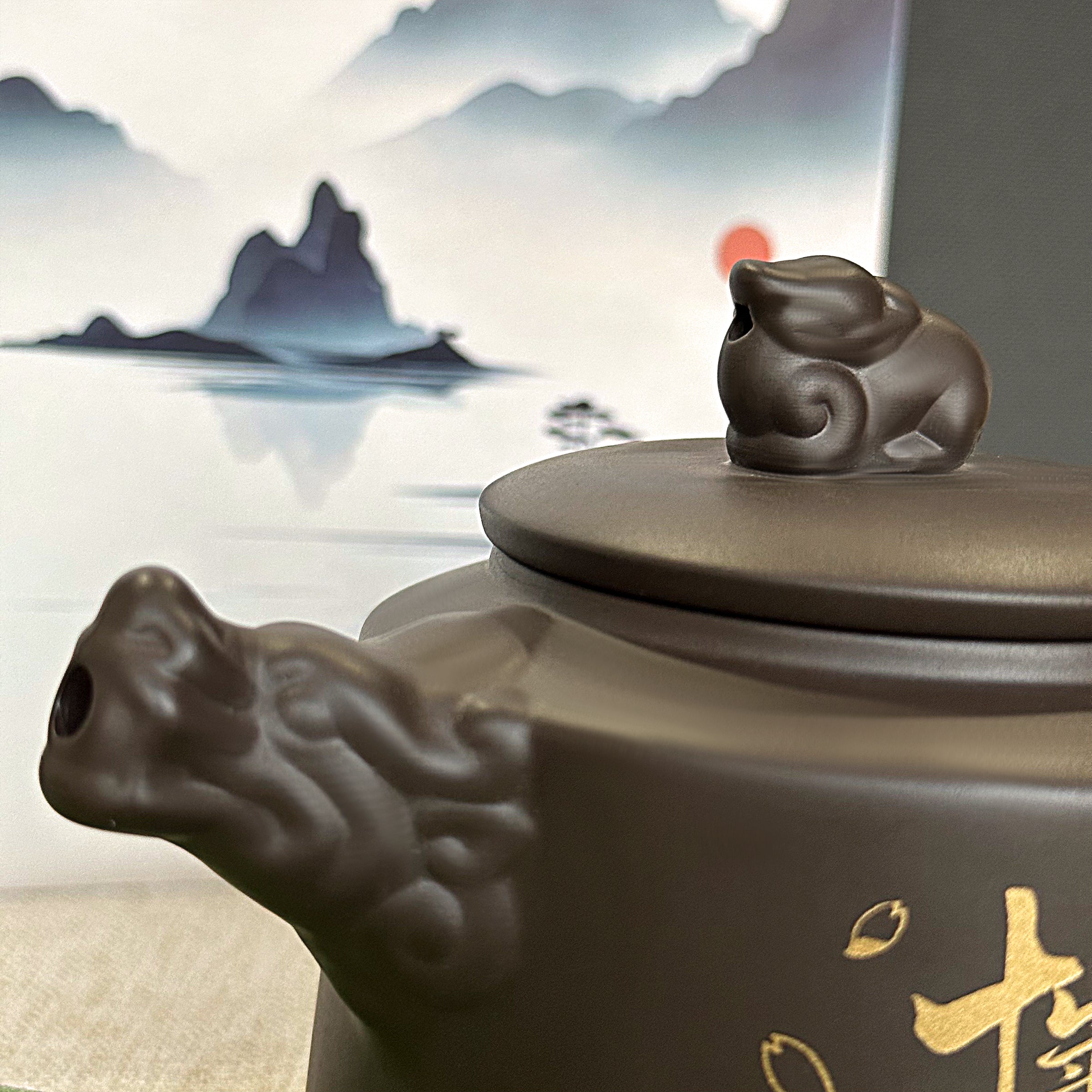 Customized purple clay teapot gift box set | Customized purple clay teapot with exclusive text. The best thank you gift for your mentor. Name engraving. Blessing gift for elders. Customized teapot set-DY05-53