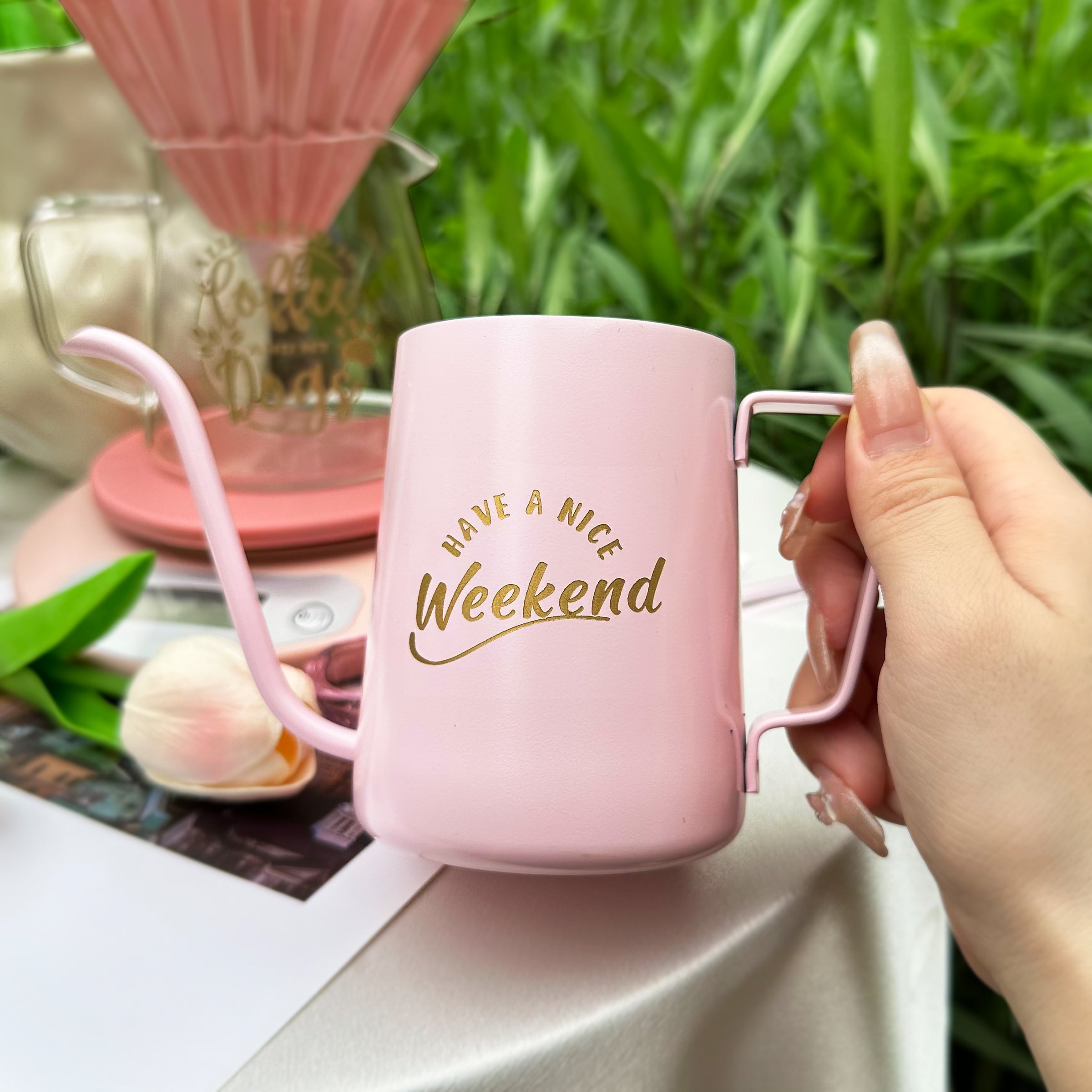 Hand brewed coffee pot gift box set | Engraved gift Birthday coffee set for girlfriend Fresh and non-contrasting commemorative gift DY02-71