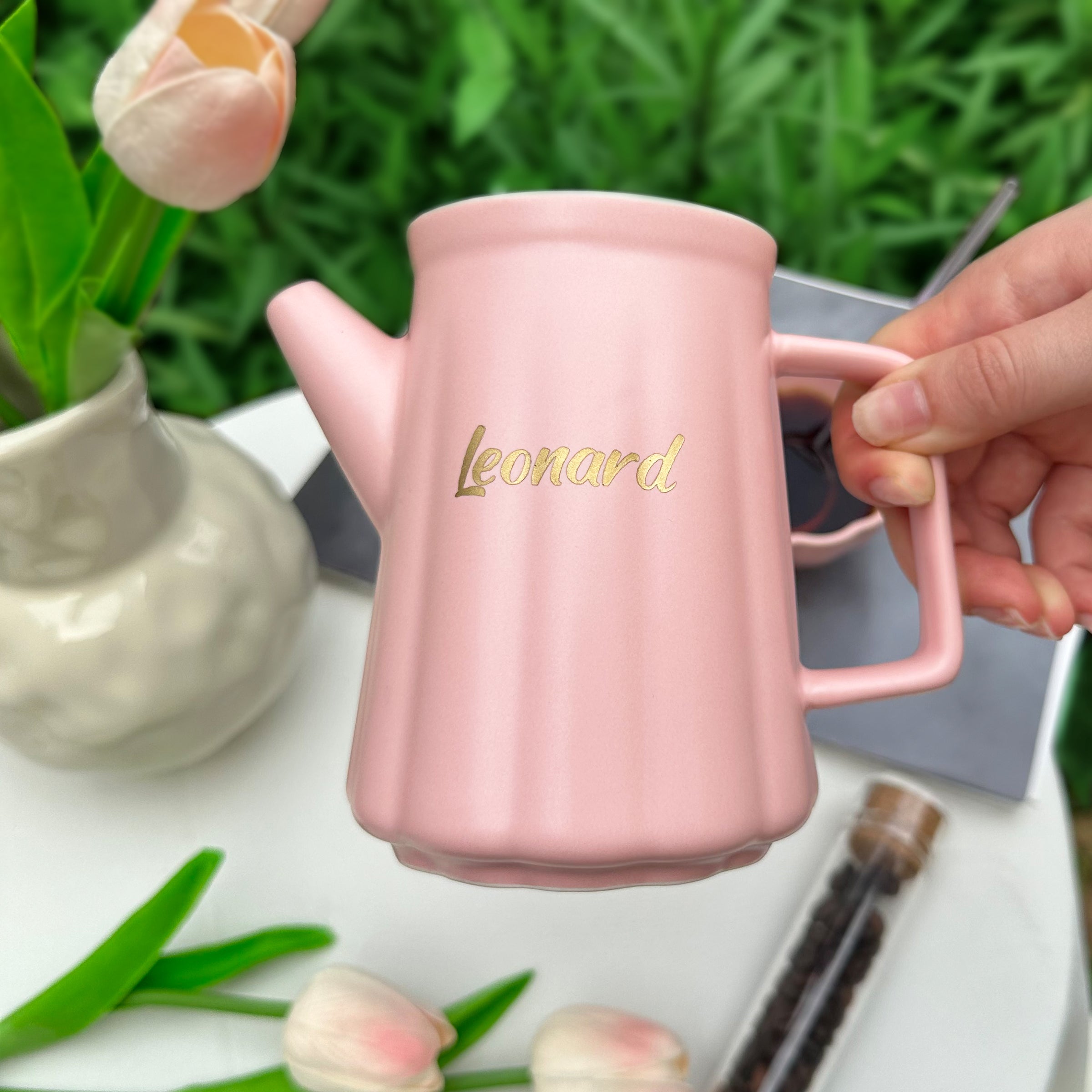 Coffee gift box | Engraved gift (customized gift) birthday coffee set pink set for girlfriend niche high-end gift DY02-70