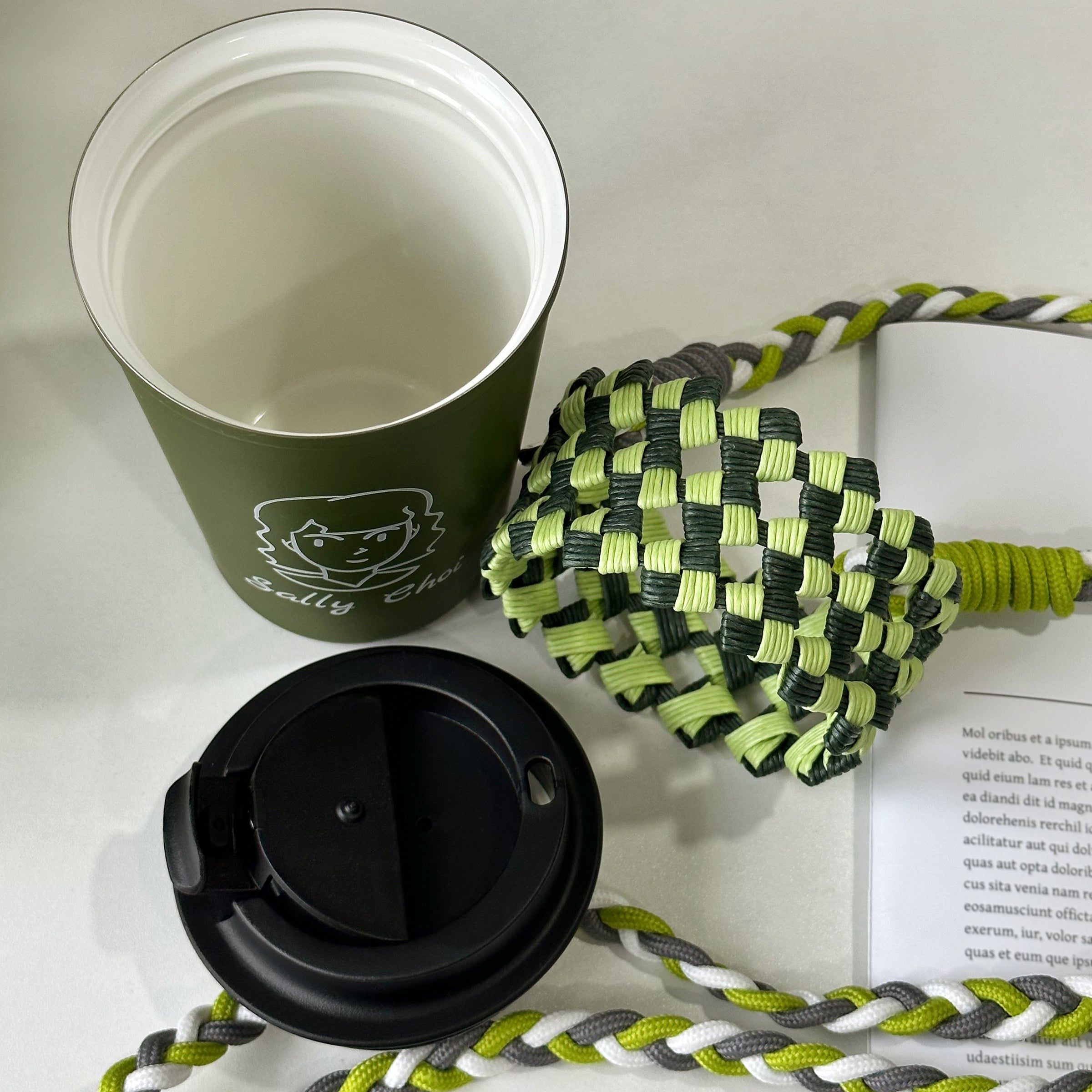 [Cartoon avatar] Green tumbler engraved couple gift (including woven cup cover) graduation birthday gift creative gift customized portable travel gift box DY01-363