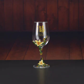 【Metal Base Wine Glasses】Crystal enamel color red wine glass (customized gift) engraving gift customization