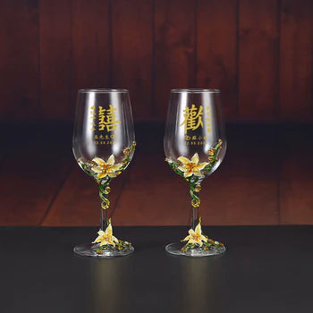 【Metal Base Wine Glasses】Crystal enamel color red wine glass (customized gift) engraving gift customization