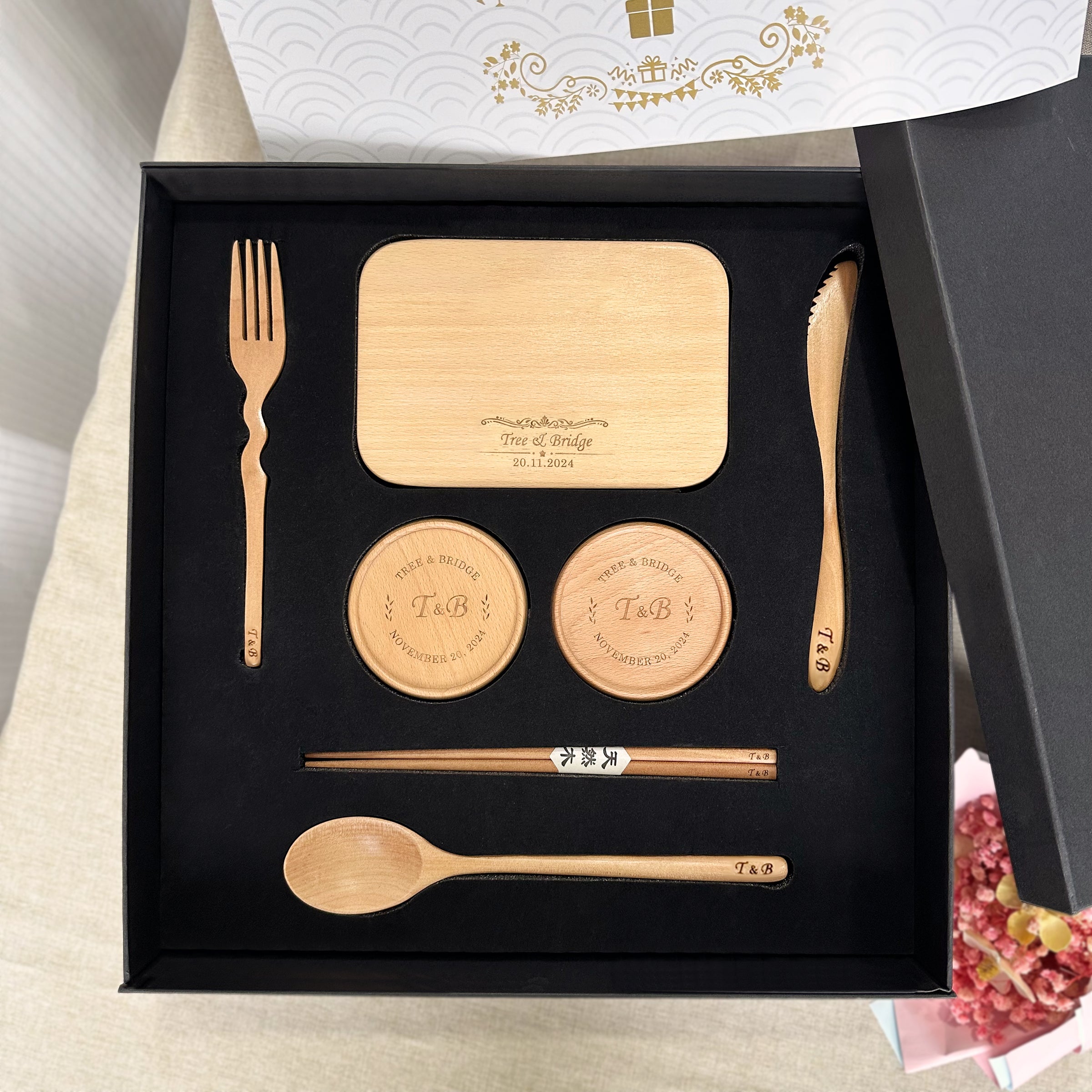 Wedding gifts, customized couples, congratulatory gifts, name engraving commemorative gifts, warm house for friends, best friends and sisters, bride and groom tableware gift box set, house warming tableware set DY01-392