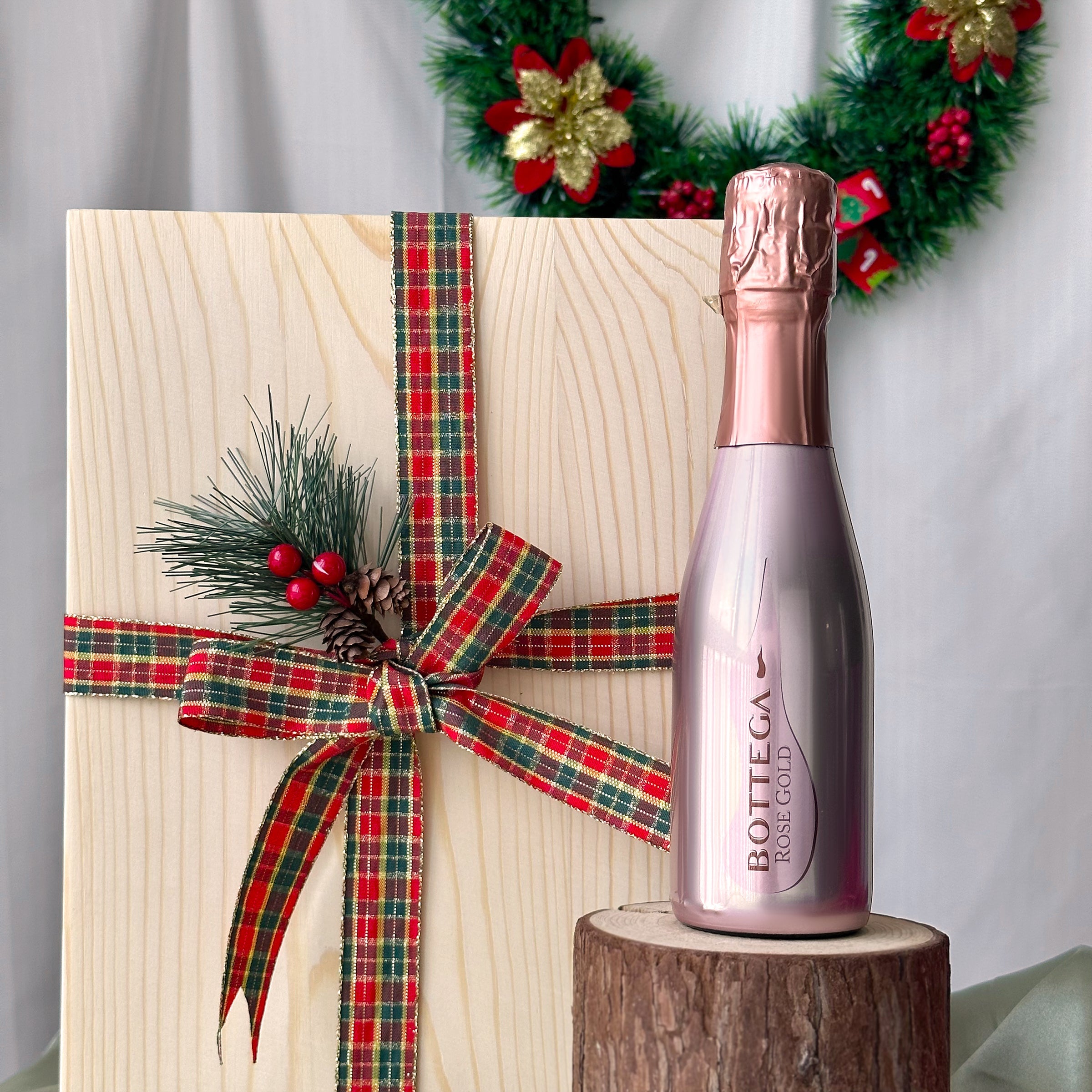 【Exclusive Wooden Box】2024 Customized Christmas Gift Mini Bottega Sparkling Wine Christmas Cork Engraved Champagne Glass Personalized Text Custom Gift Box for Female Friends, Exchange Gifts, Party Gifts DY05-55