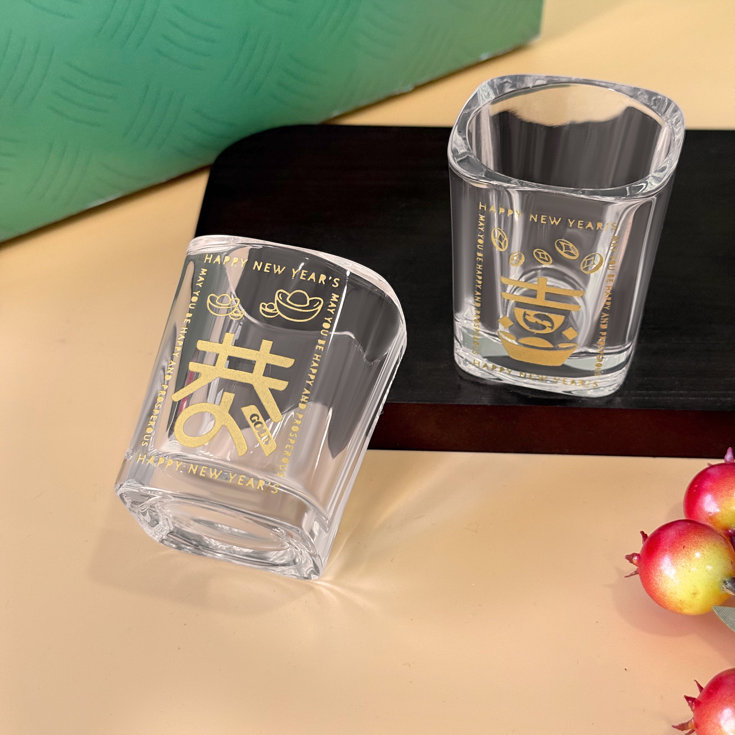 New Year Custom Gift Box | Gong Xi Fa Cai Cup Engraving | Custom Whiskey Glass | Chinese New Year Blessing Gift | Business Annual Meeting Employee Gift | 2025 Meaningful Creative Glass Water Cup Blessing Gift DY05-60