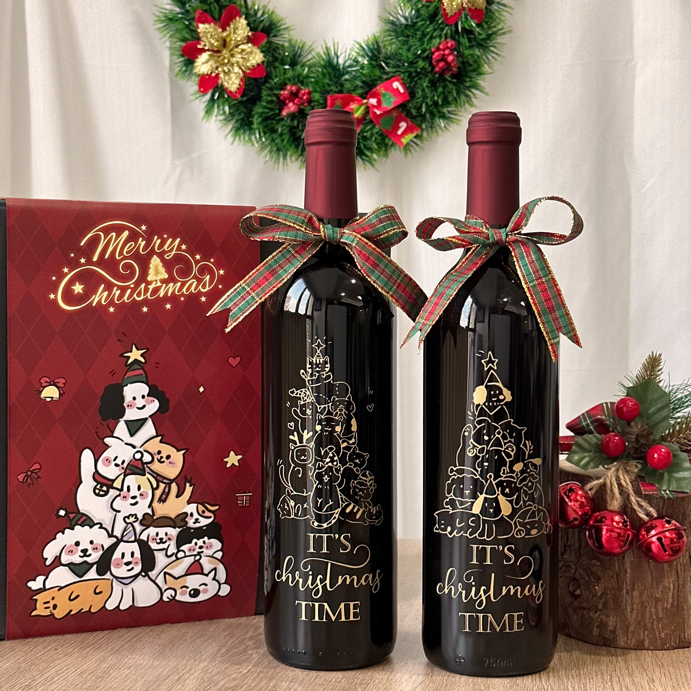 [Pet Theme] 2024 Christmas Gift Box Custom Wine Gift Pet Engraving Wine Glass Customization Pet Cat Custom Gift Holiday Surprise Text Customization Name Design Business Gift Customized Christmas Gifts Pet Engraving Set 2024 DY05-55
