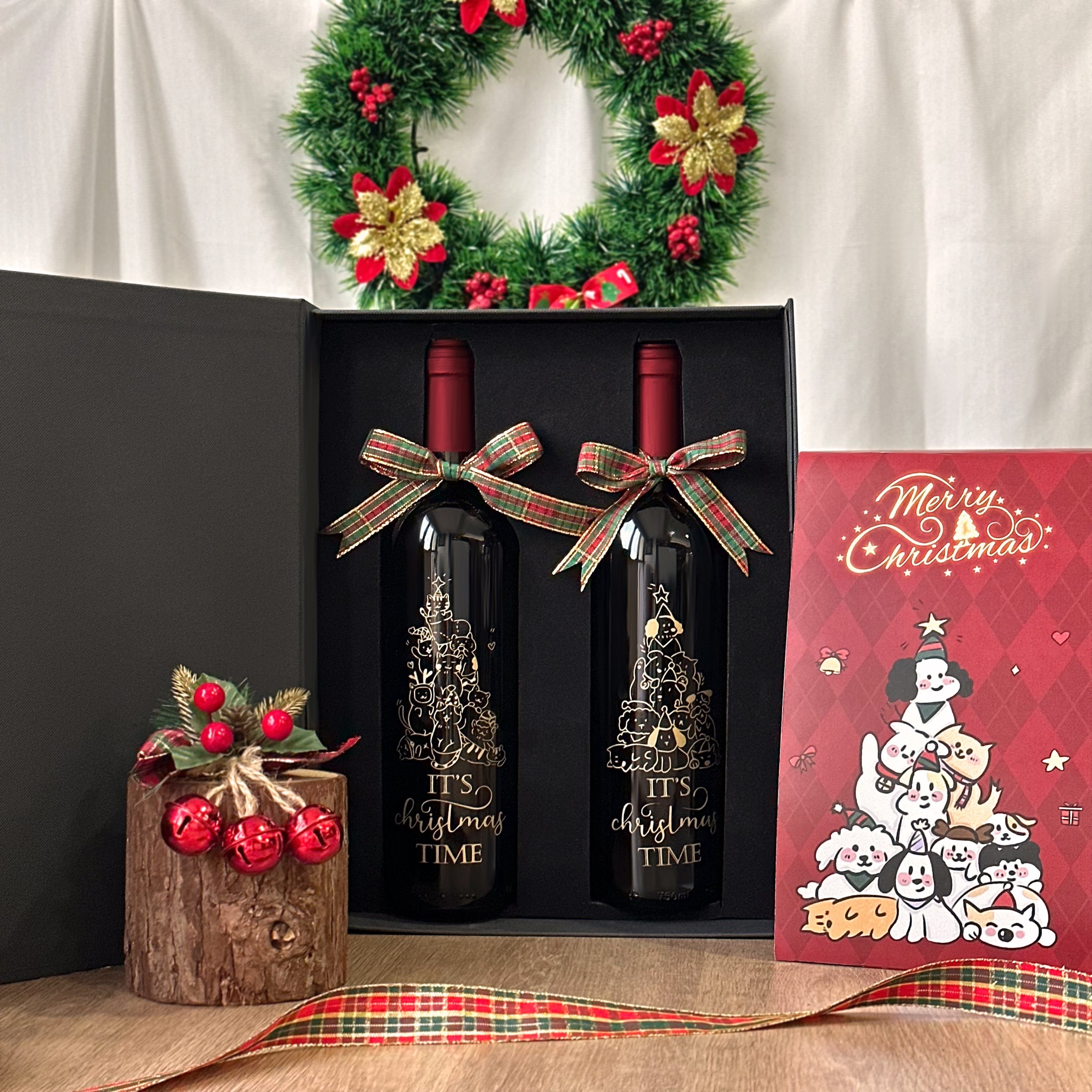 [Pet Theme] 2024 Christmas Gift Box Custom Wine Gift Pet Engraving Wine Glass Customization Pet Cat Custom Gift Holiday Surprise Text Customization Name Design Business Gift Customized Christmas Gifts Pet Engraving Set 2024 DY05-55
