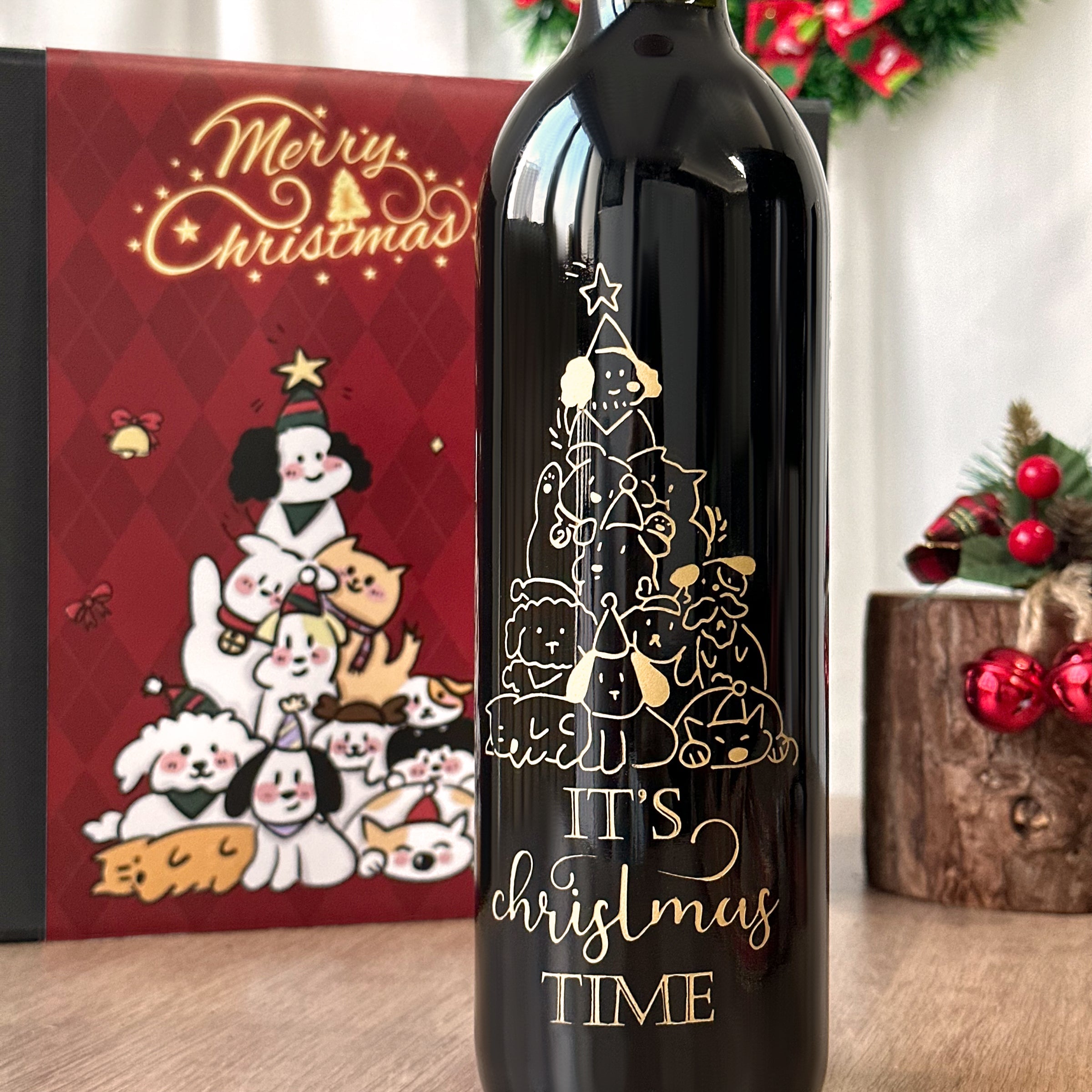 [Pet Theme] 2024 Christmas Gift Box Custom Wine Gift Pet Engraving Wine Glass Customization Pet Cat Custom Gift Holiday Surprise Text Customization Name Design Business Gift Customized Christmas Gifts Pet Engraving Set 2024 DY05-55