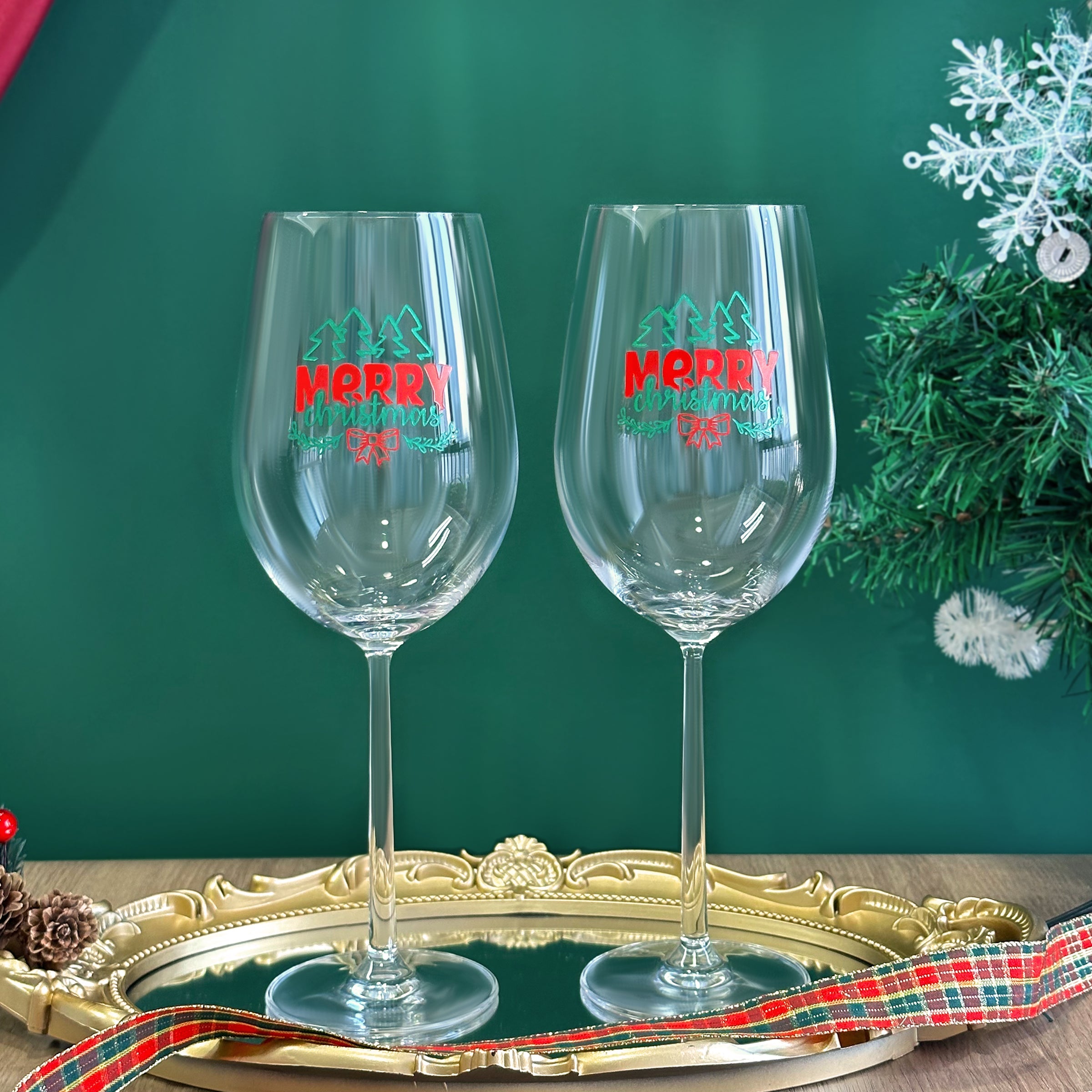 [Couple Glass Engraving] 2024 Christmas Double Glass Custom Gift Box Wine Glass Engraving Text Custom Champagne Glasses Goblets Couple Exchange Gift Winter Gift Romantic Warm Christmas Gift Christmas Set 2024 DY05-55