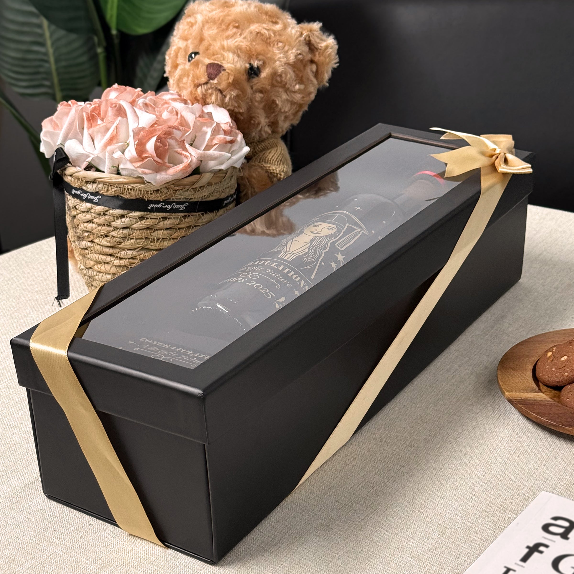 Custom Graduation Wine Gift Box Engraved Wine Bottle & Personalized Creative Trophy Perfect for graduation parties, farewell gatherings, and teacher appreciation banquets An ideal gift for graduates, teachers DY05-66