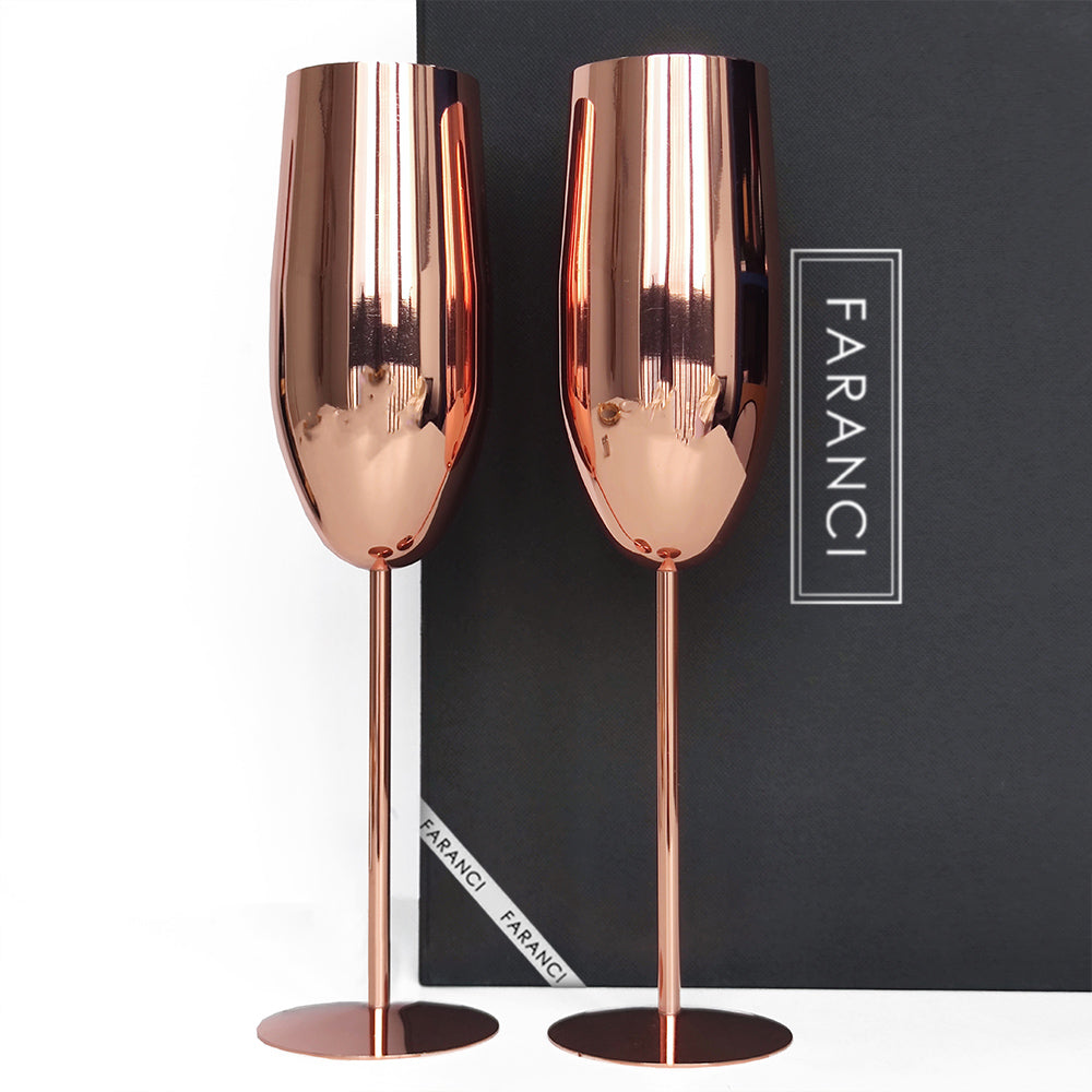 Wine Glasses in Rose Gold Set
